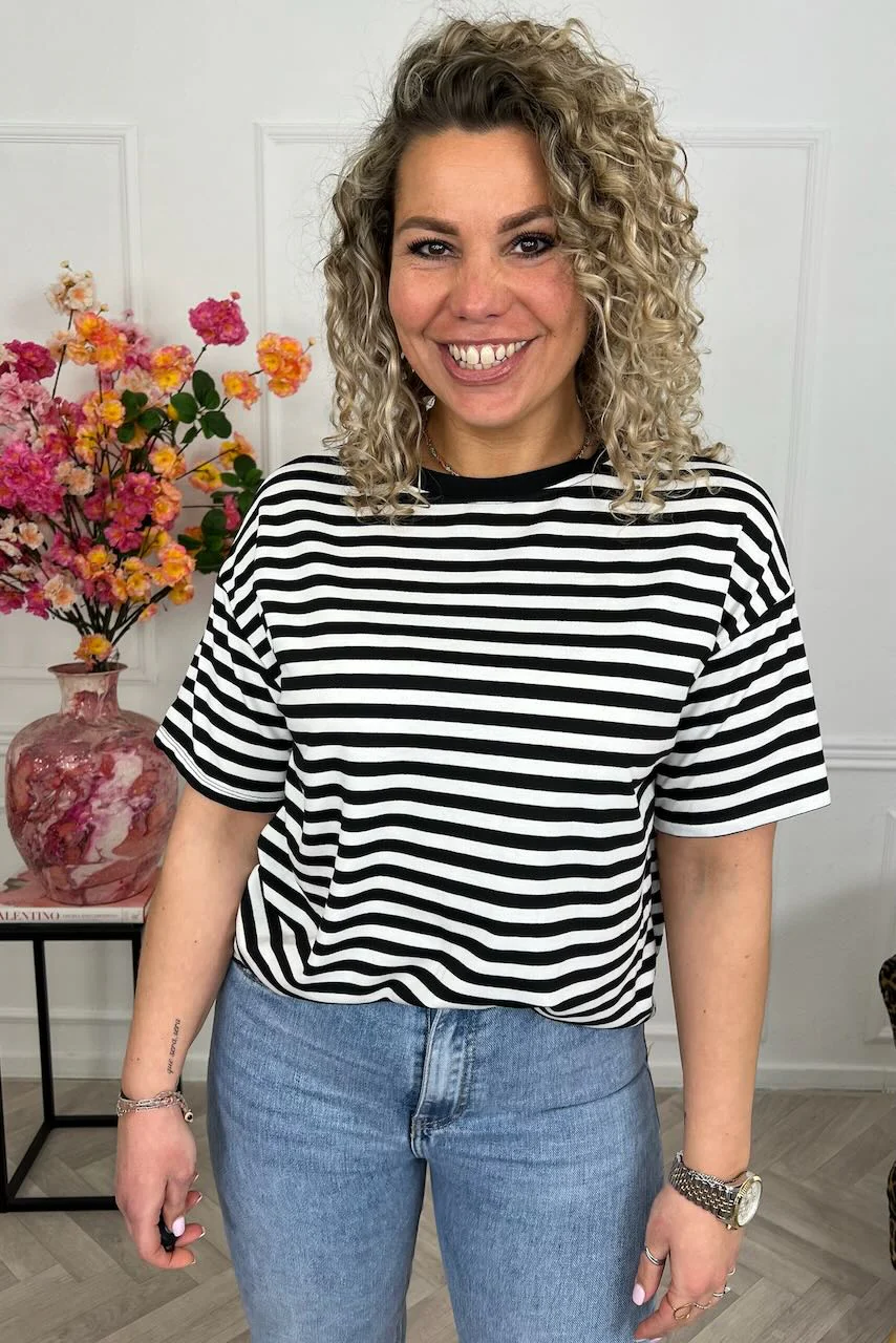 Musthave Short Sleeve Striped Shirt - Black/White - Image 3
