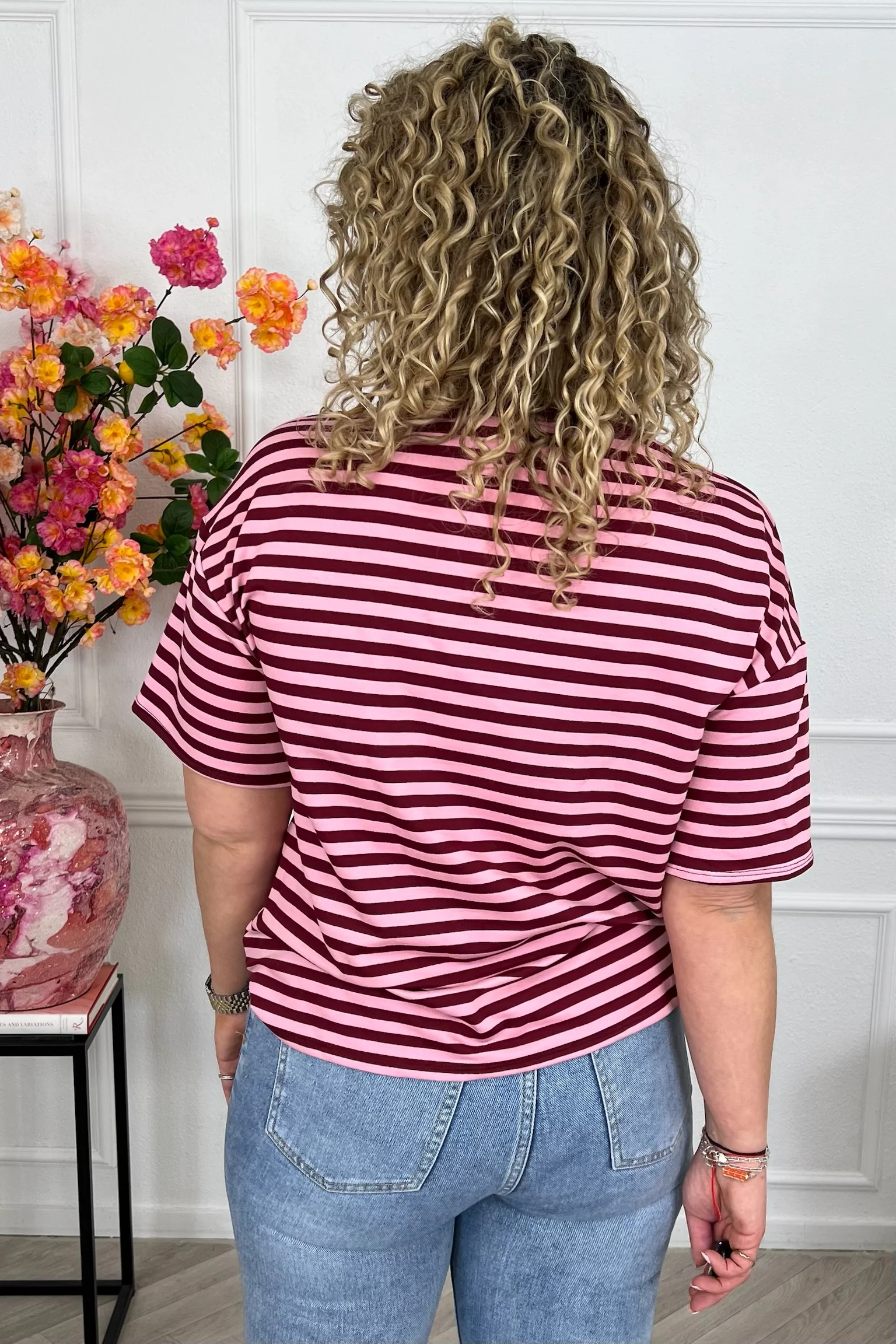 Musthave Short Sleeve Striped Shirt - Bordeaux/Pink - Image 3