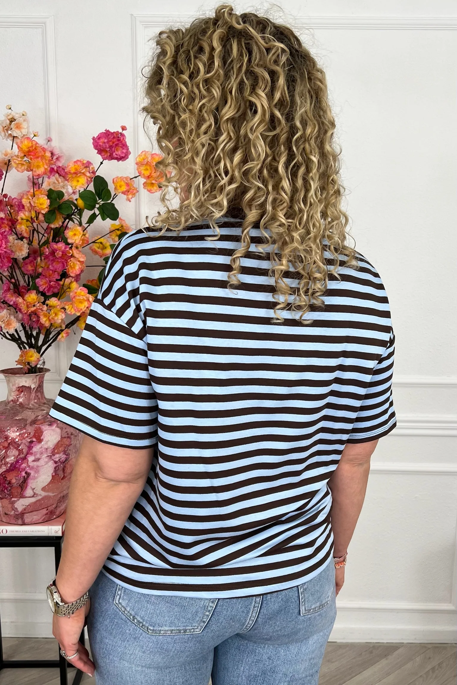 Musthave Short Sleeve Striped Shirt - Brown/Light Blue - Image 3