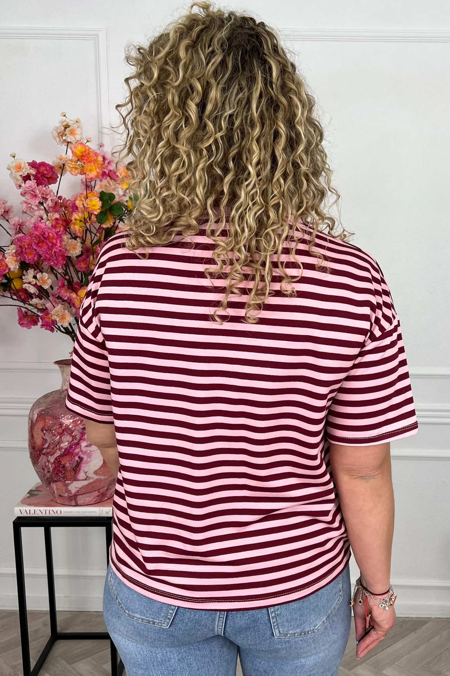 Musthave Short Sleeve Striped Shirt - Light Pink/Bordeaux - Image 3