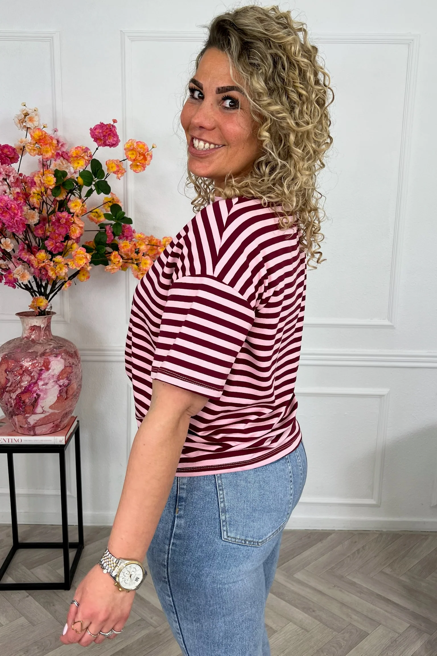 Musthave Short Sleeve Striped Shirt - Light Pink/Bordeaux - Image 5