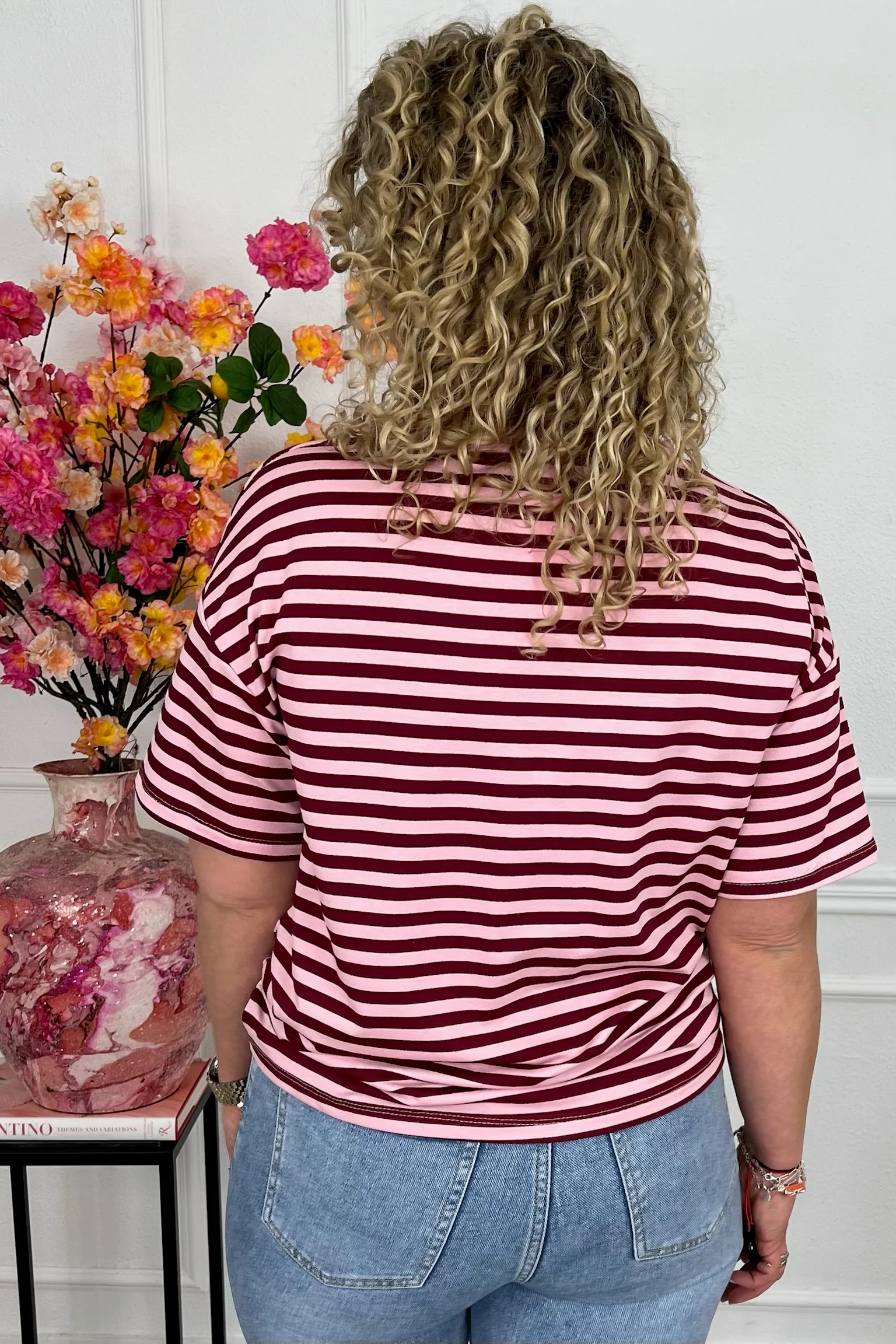 Musthave Short Sleeve Striped Shirt - Light Pink/Bordeaux - Image 6