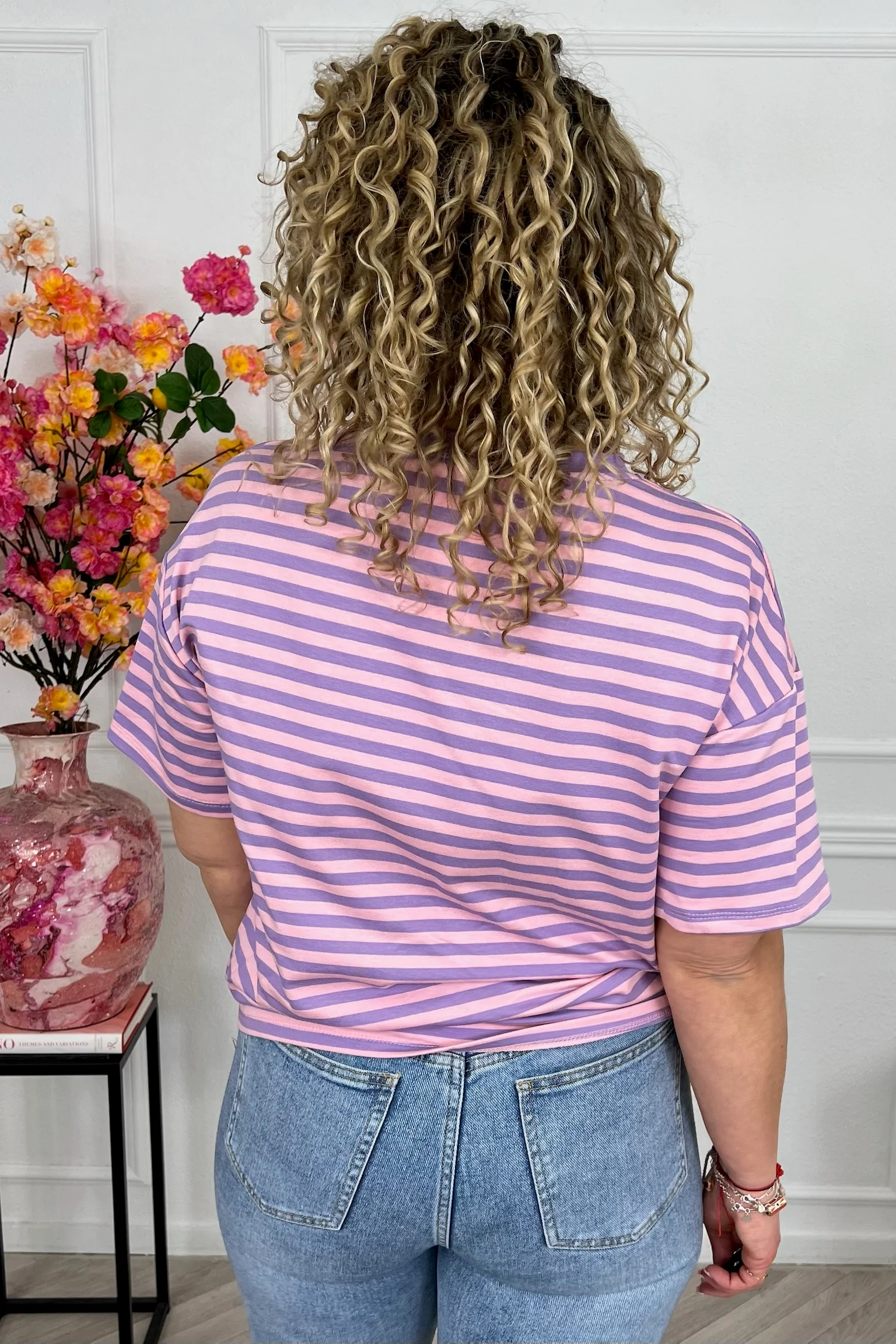 Musthave Short Sleeve Striped Shirt - Lila/Light Pink - Image 3
