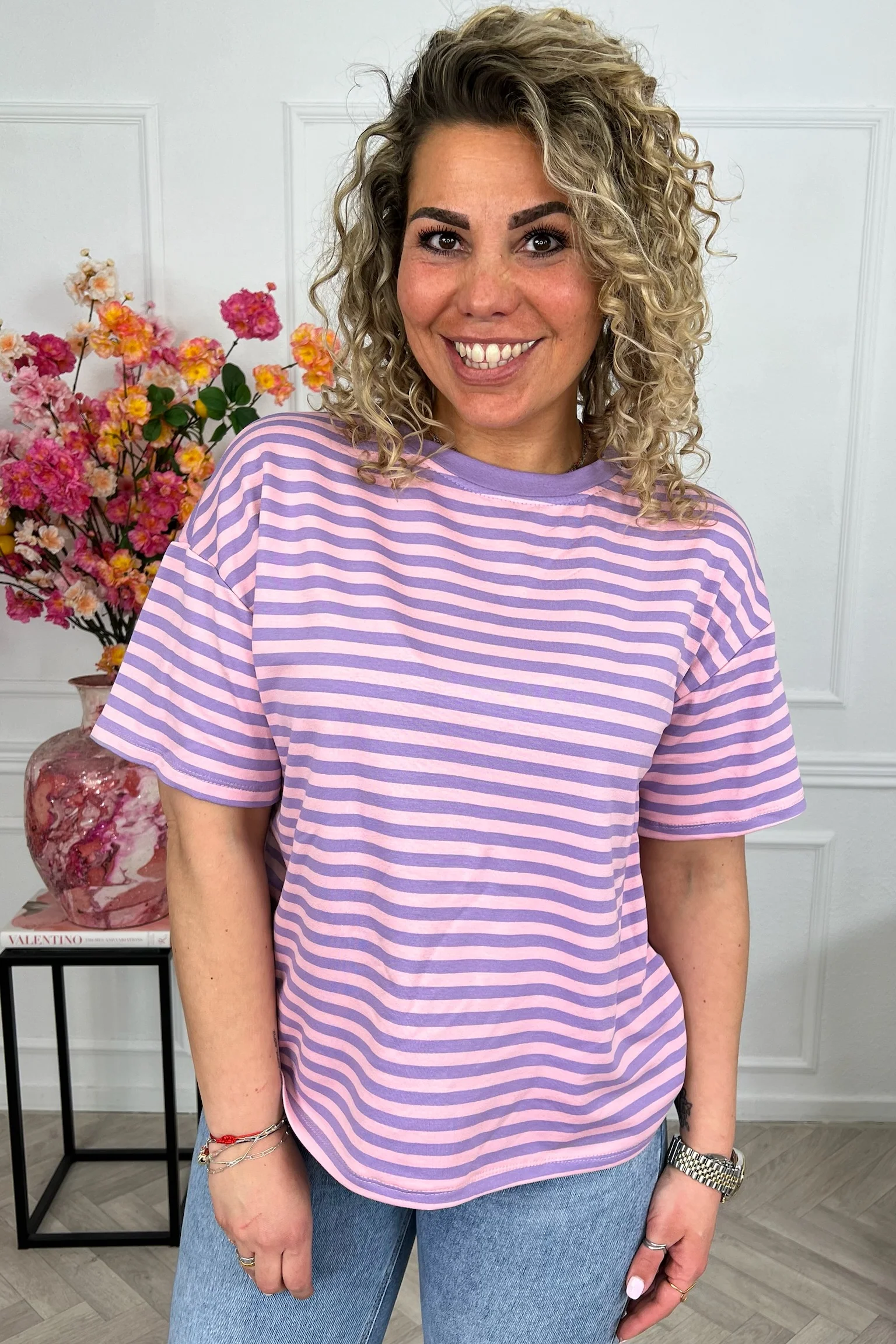 Musthave Short Sleeve Striped Shirt - Lila/Light Pink - Image 5
