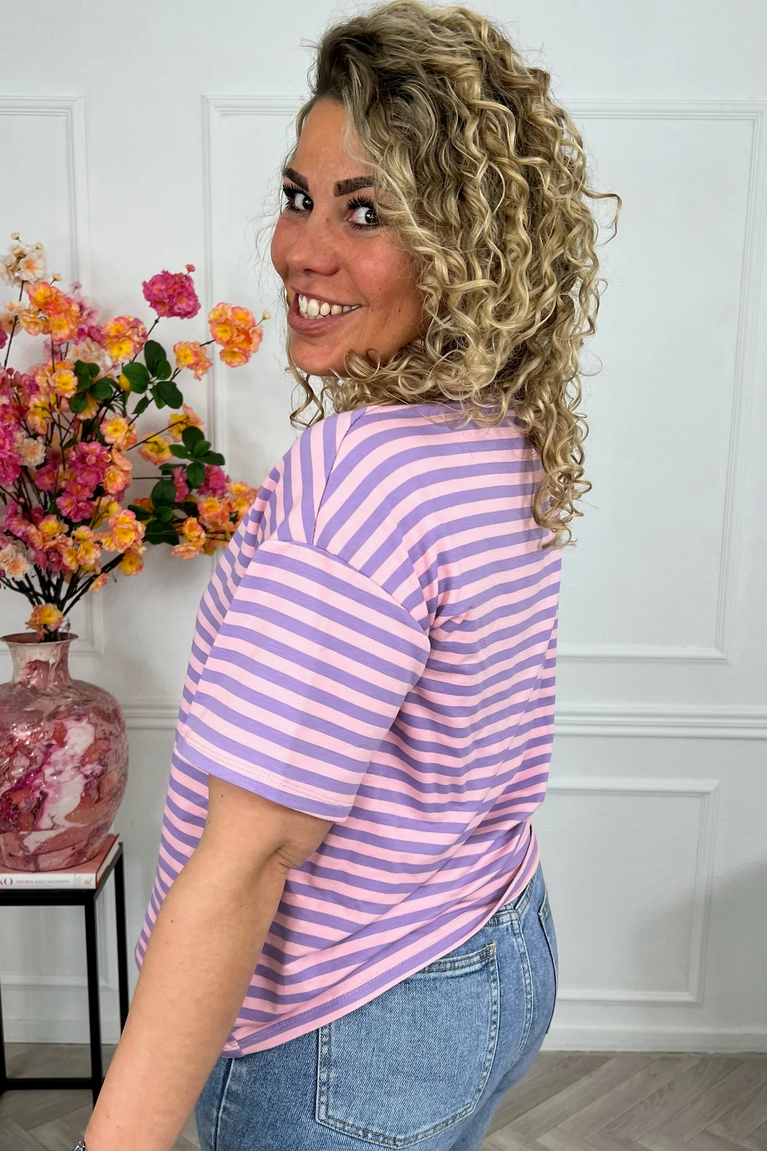 Musthave Short Sleeve Striped Shirt - Lila/Light Pink - Image 6