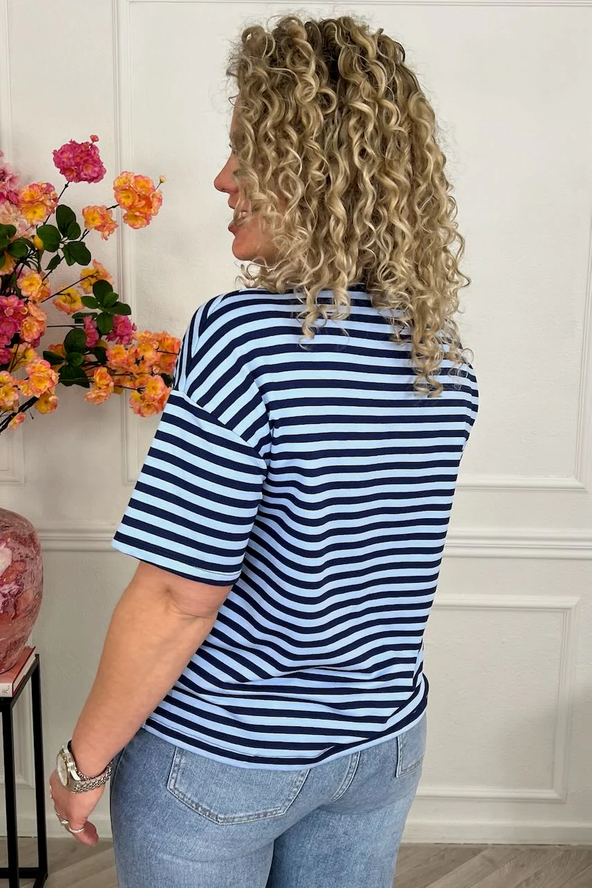 Musthave Short Sleeve Striped Shirt - Navy/Light Blue - Image 4