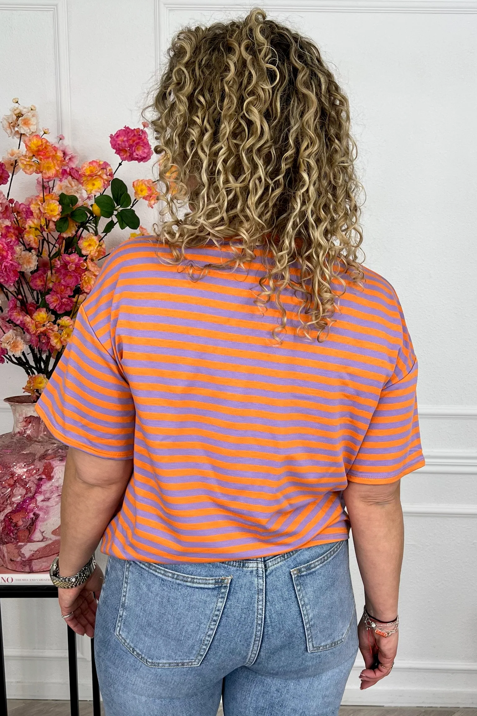 Musthave Short Sleeve Striped Shirt - Orange/Lila - Image 5