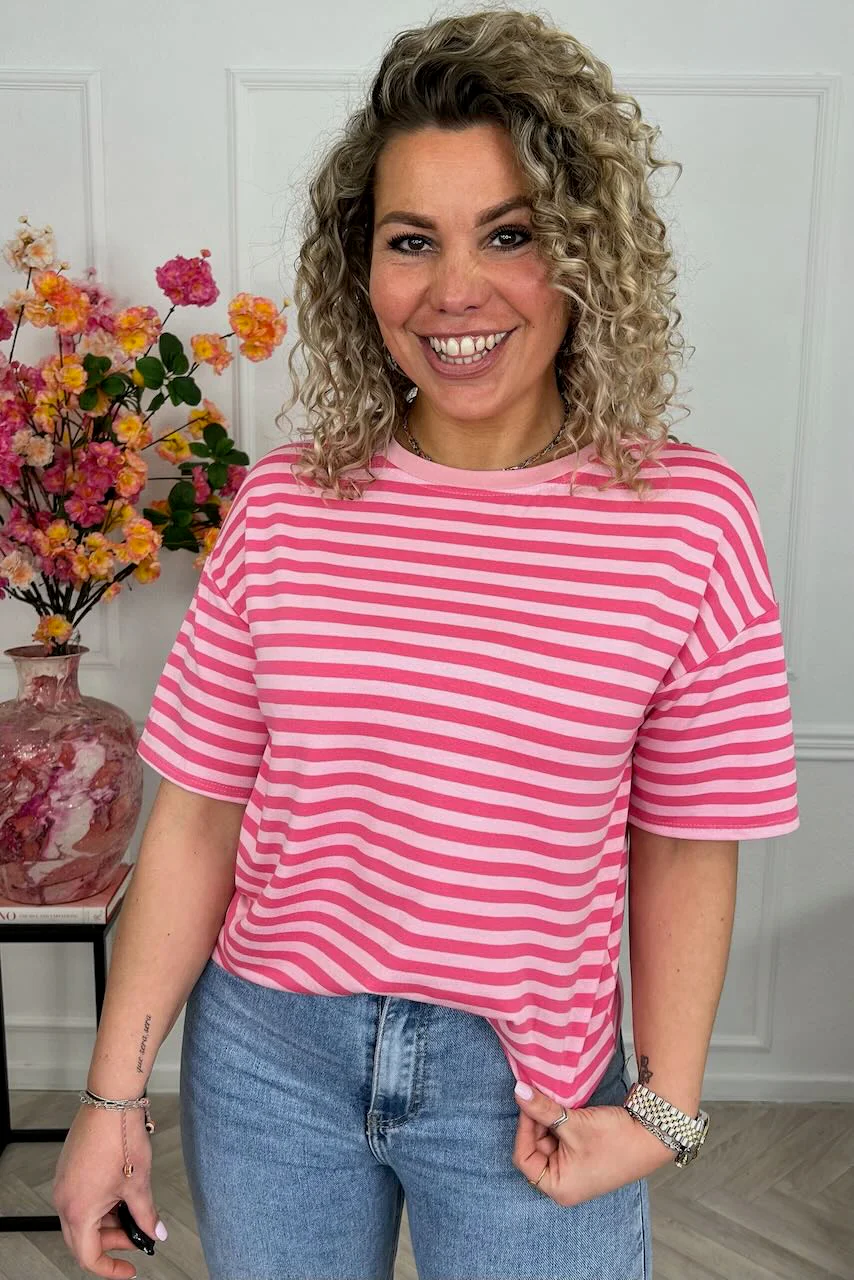 Musthave Short Sleeve Striped Shirt - Red/Pink - Image 4