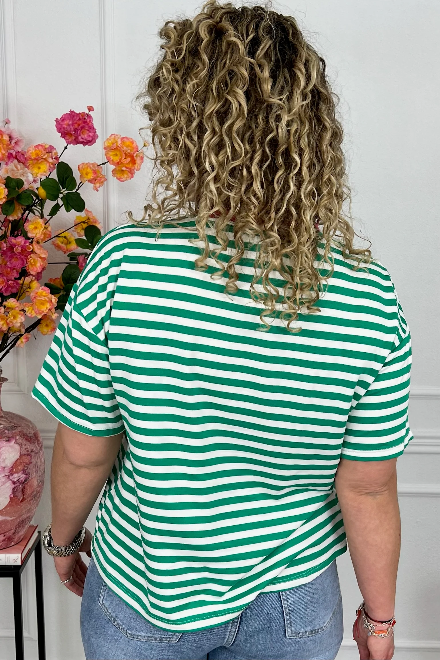 Musthave Short Sleeve Striped Shirt - White/Green - Image 6