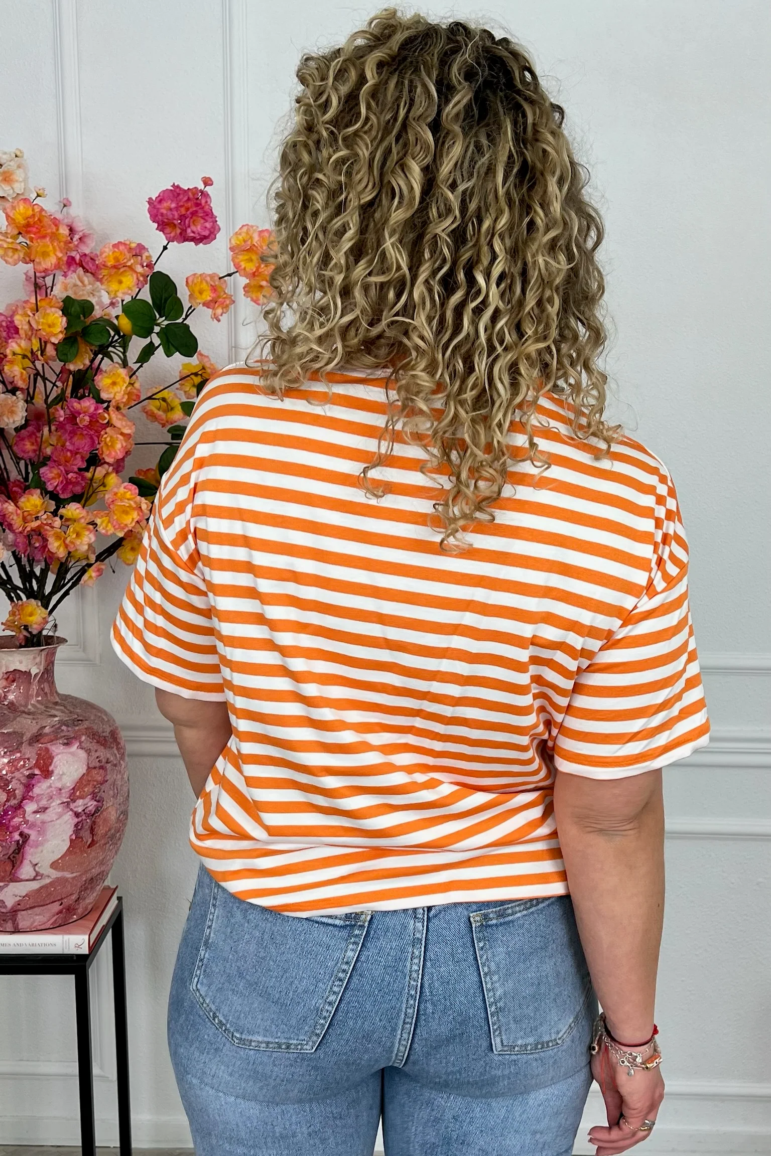 Musthave Short Sleeve Striped Shirt - White/Orange - Image 4