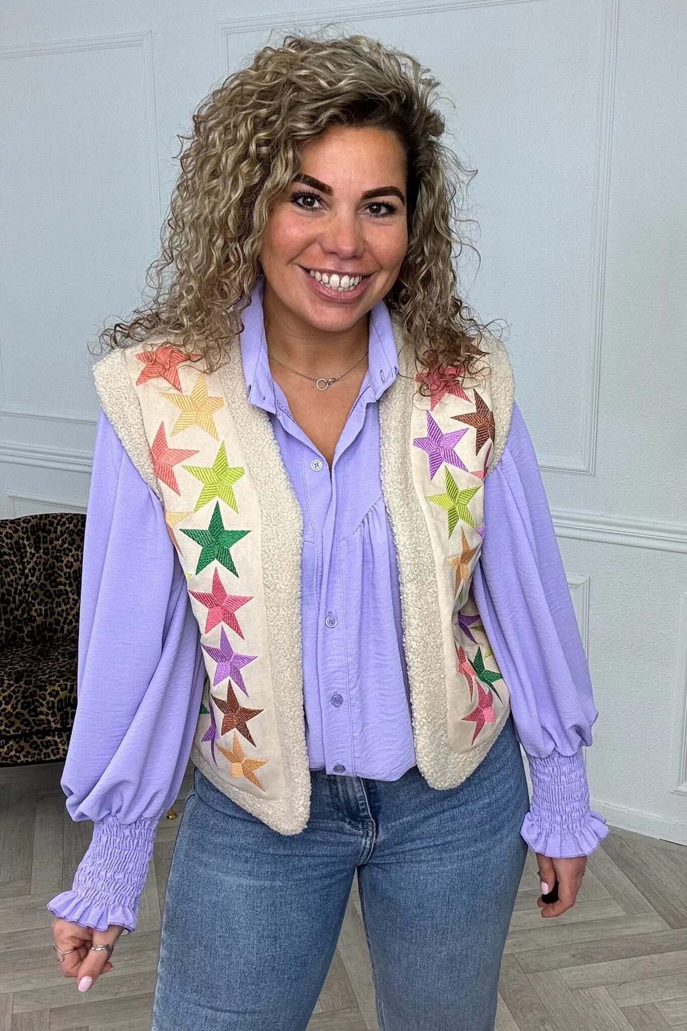 Musthave Spring Gilet - Beige/Stars