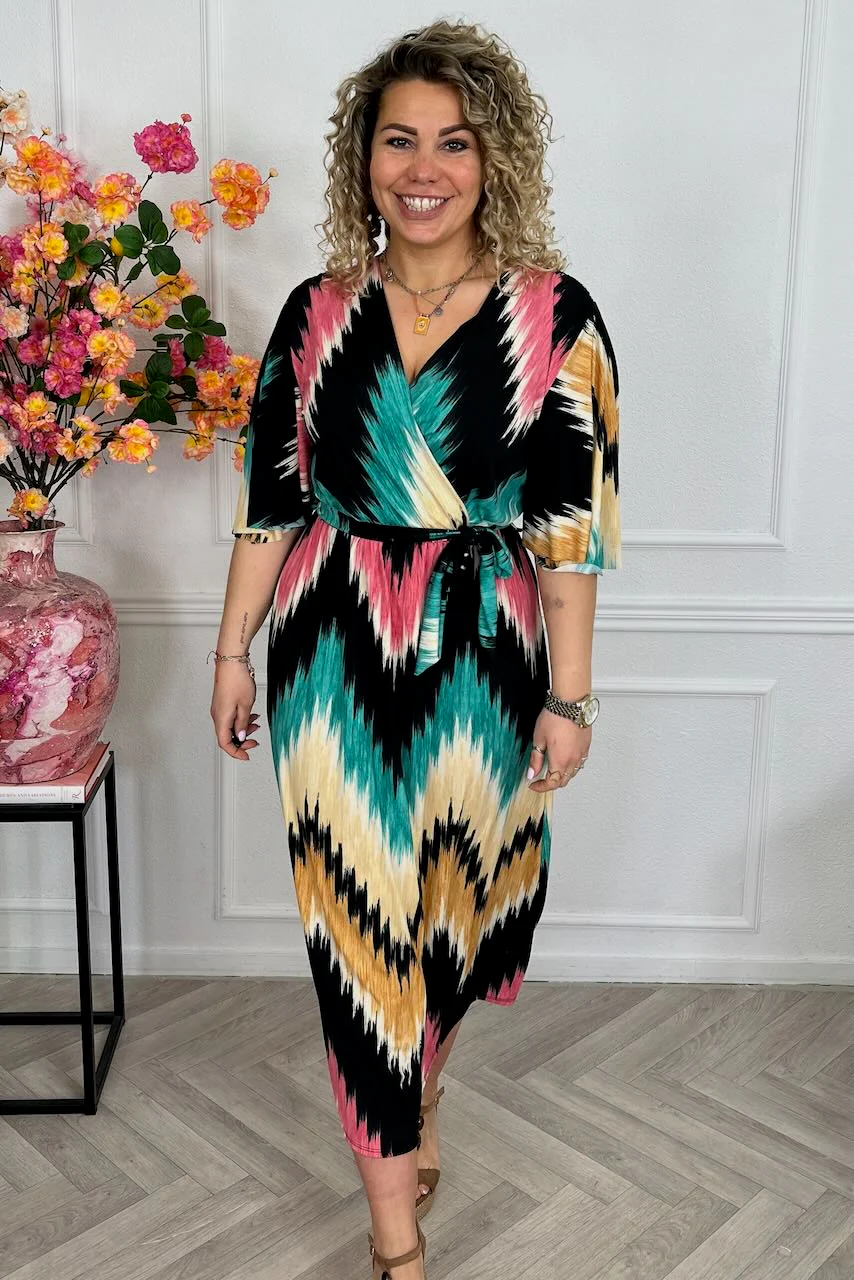 Musthave Stacey Maxi Dress - Black/Turquoise/Beige