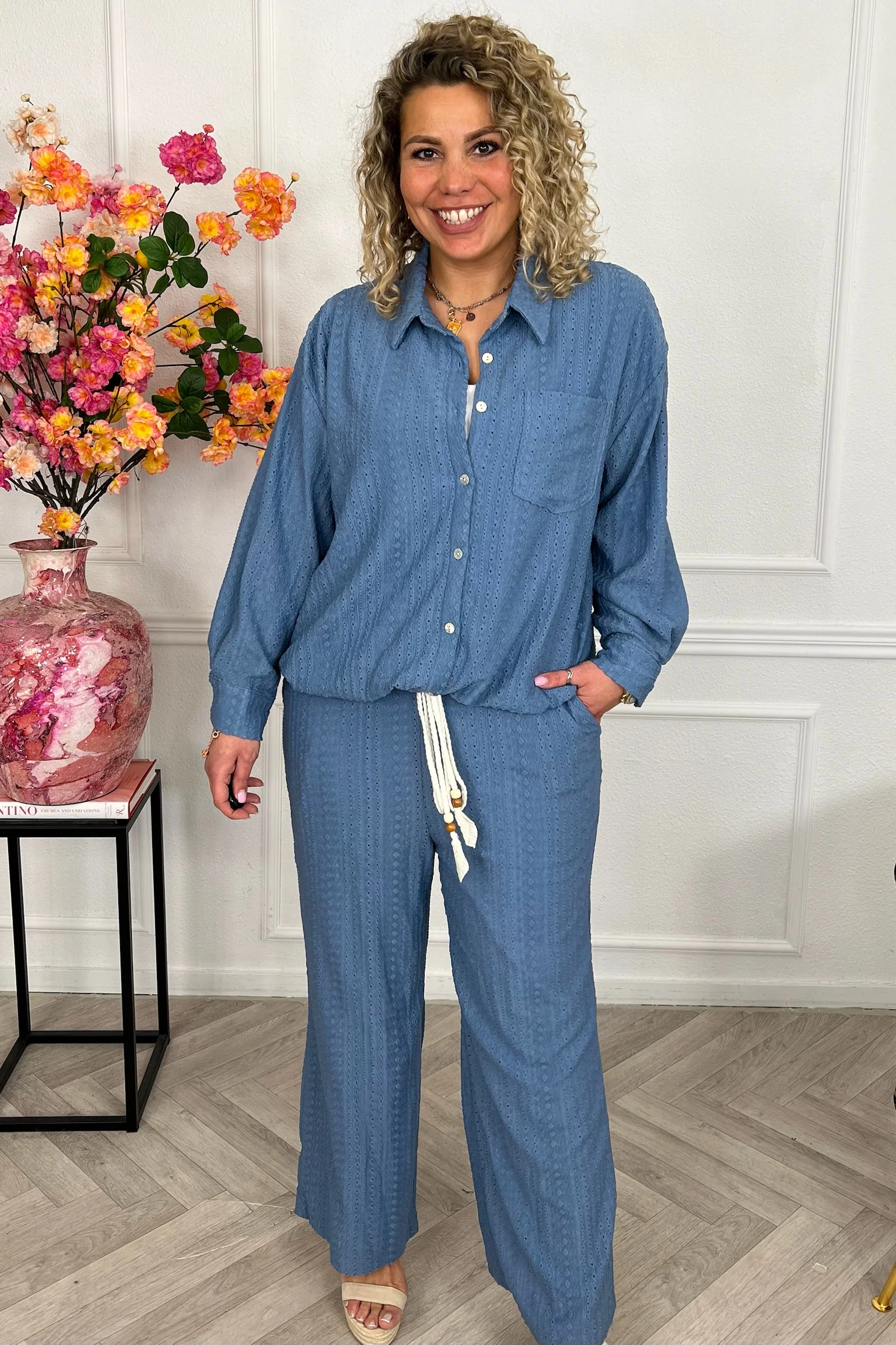 Musthave Textured Lounge Set - Denim