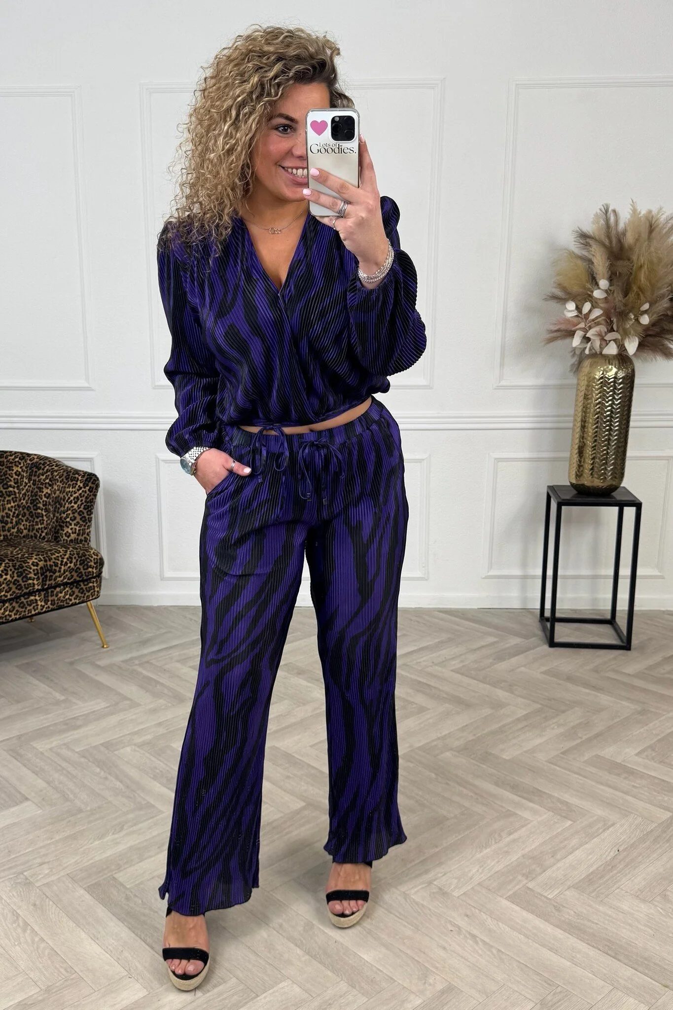 Musthave Zebra Plisse Suit - Purple/Black