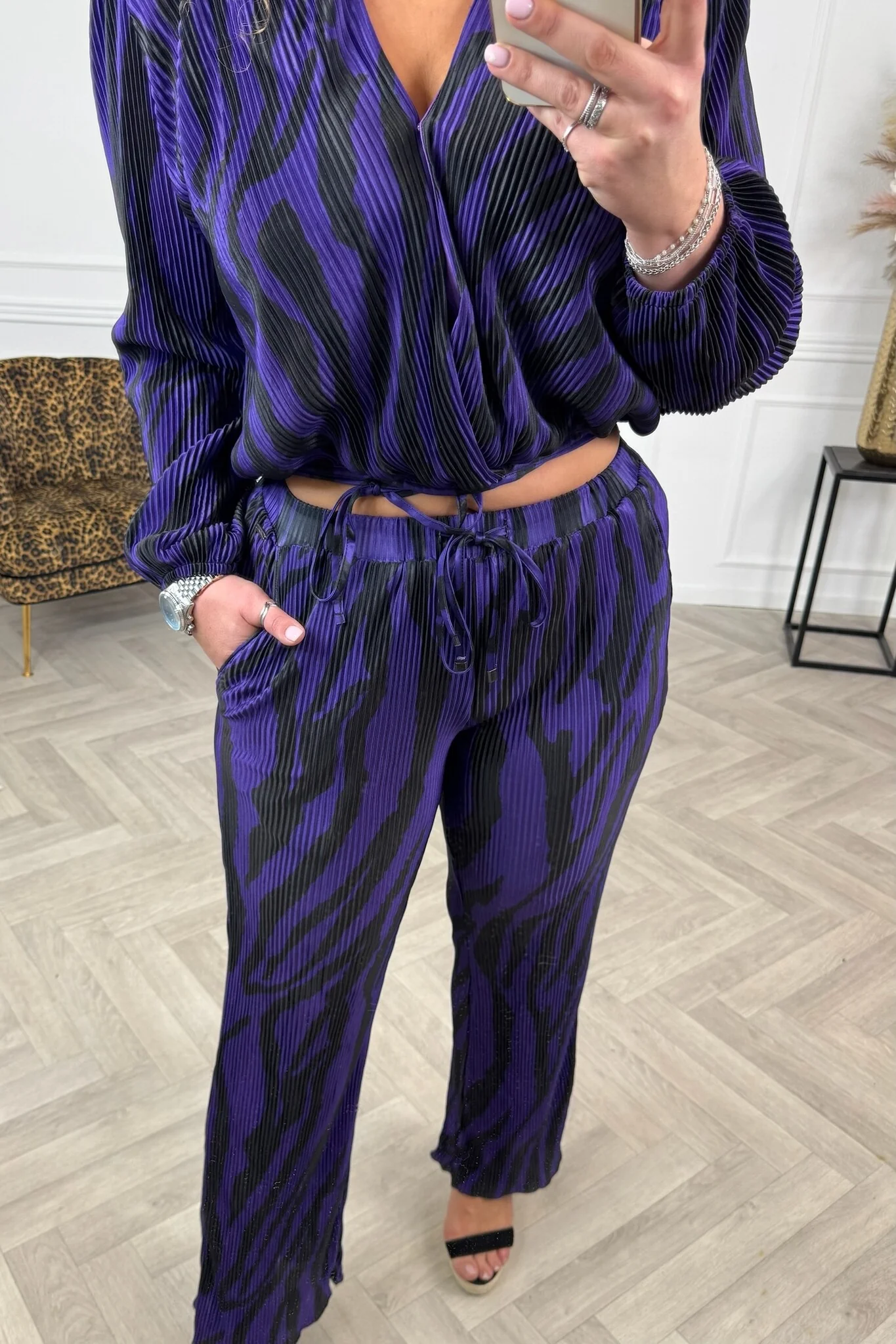 Musthave Zebra Plisse Suit - Purple/Black - Image 3