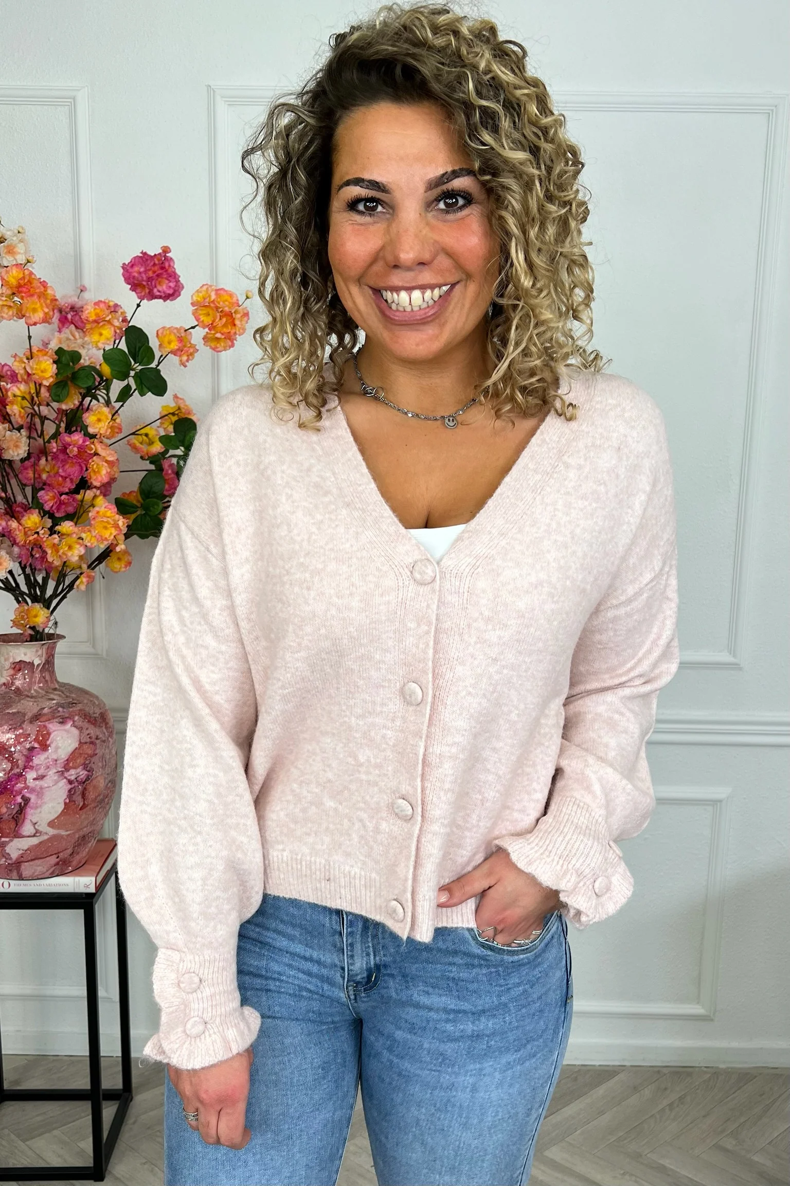 Nela Ruffle Vest - Old Pink