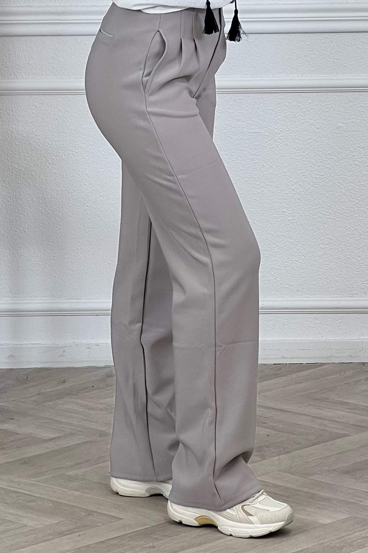 Nikki Straight Leg Pants - Light Grey - Image 2