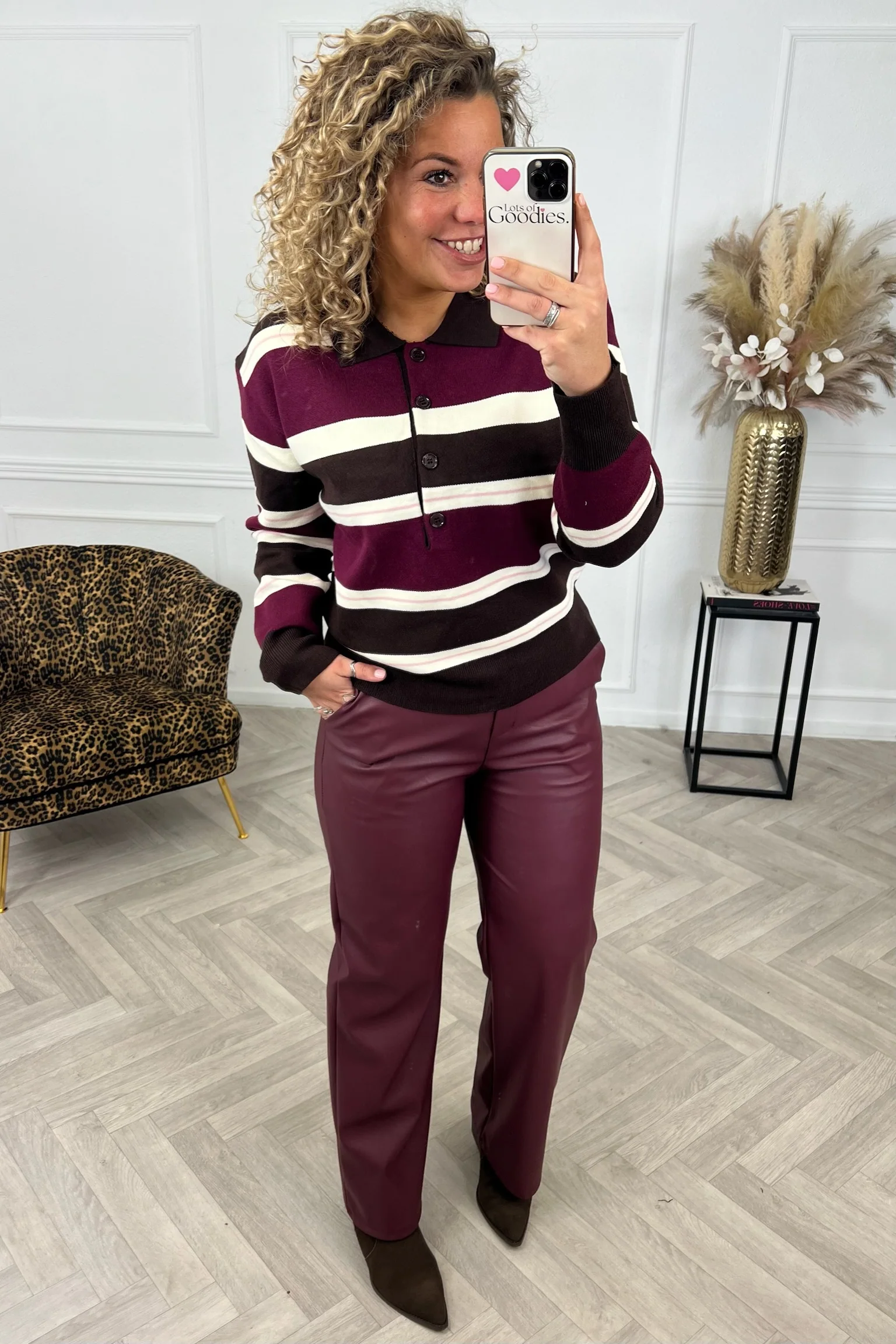 Nola Lines Sweater - Bordeaux/Brown - Image 4