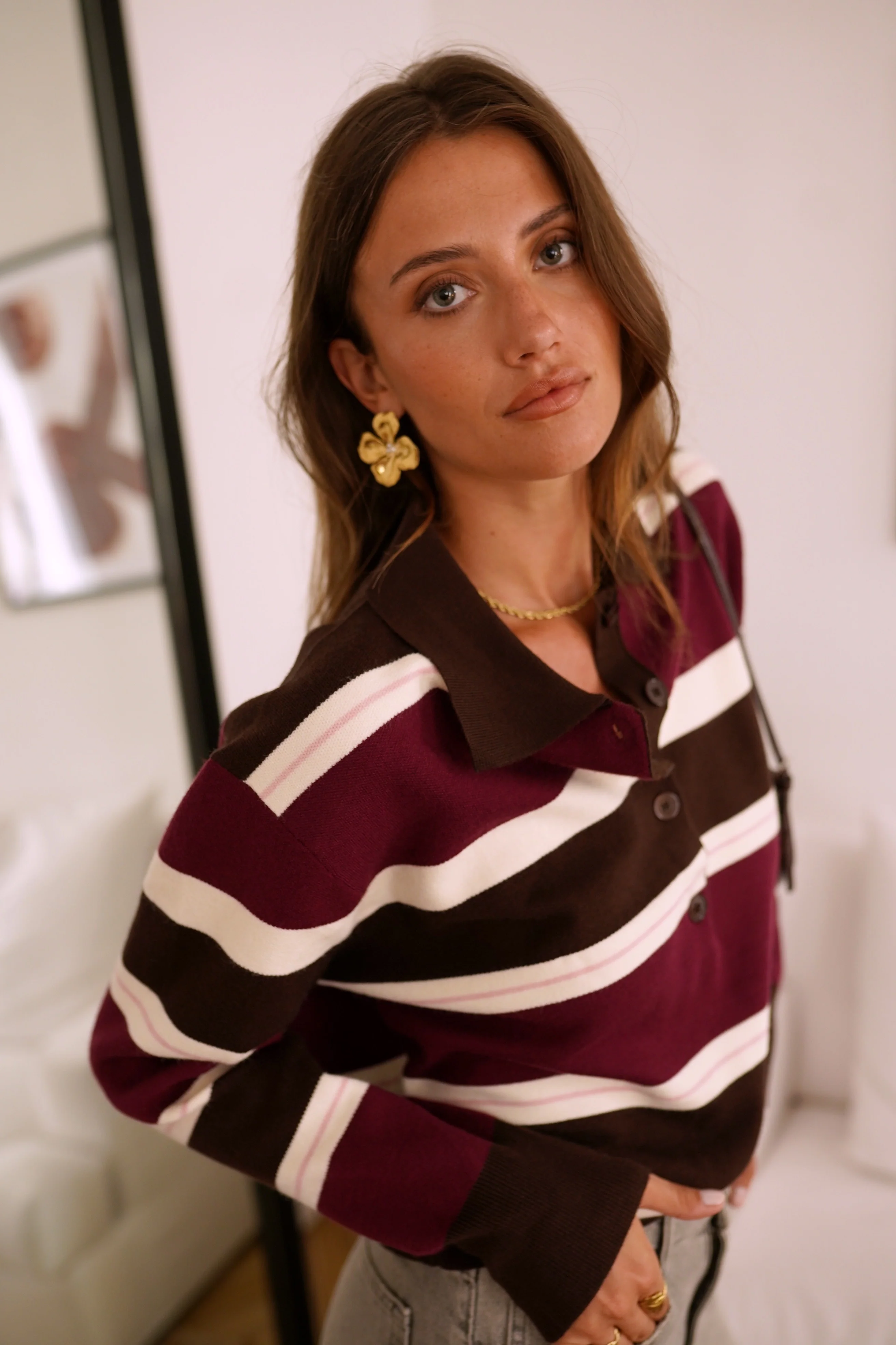 Nola Lines Sweater - Bordeaux/Brown - Image 9