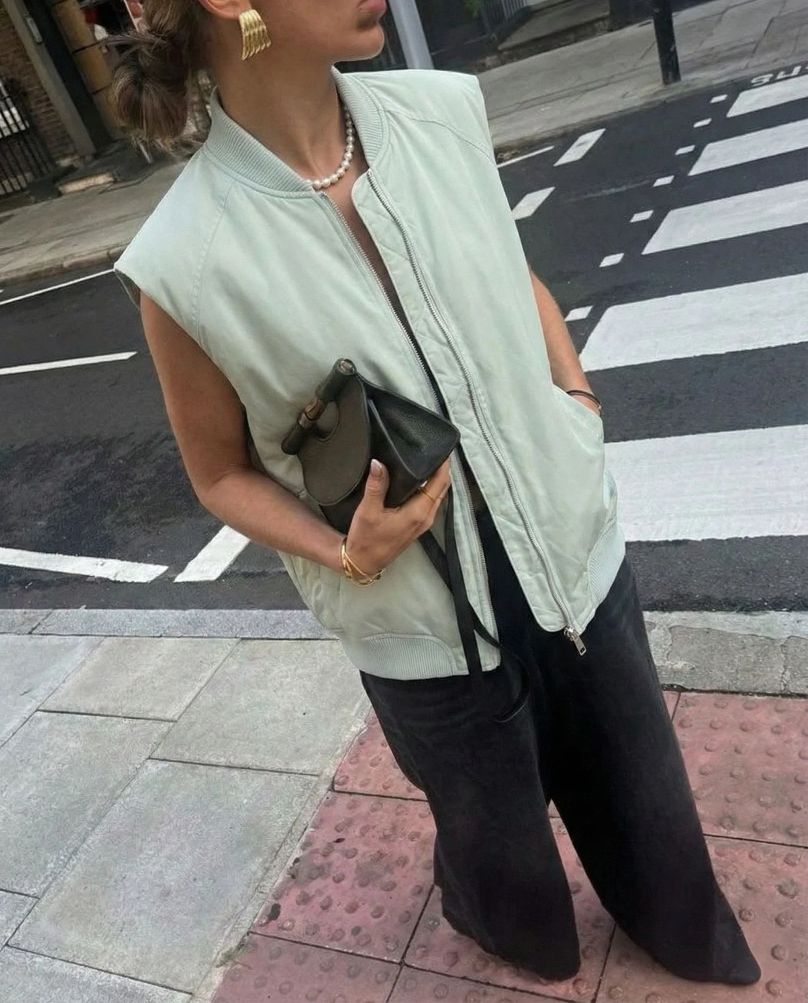 Oversized Bomber Gilet - Mint