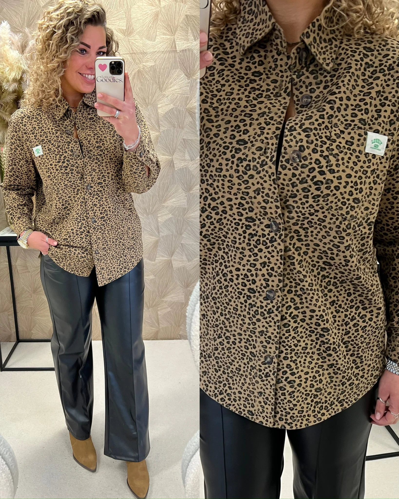 Oversized Leopard Blouse - Camel