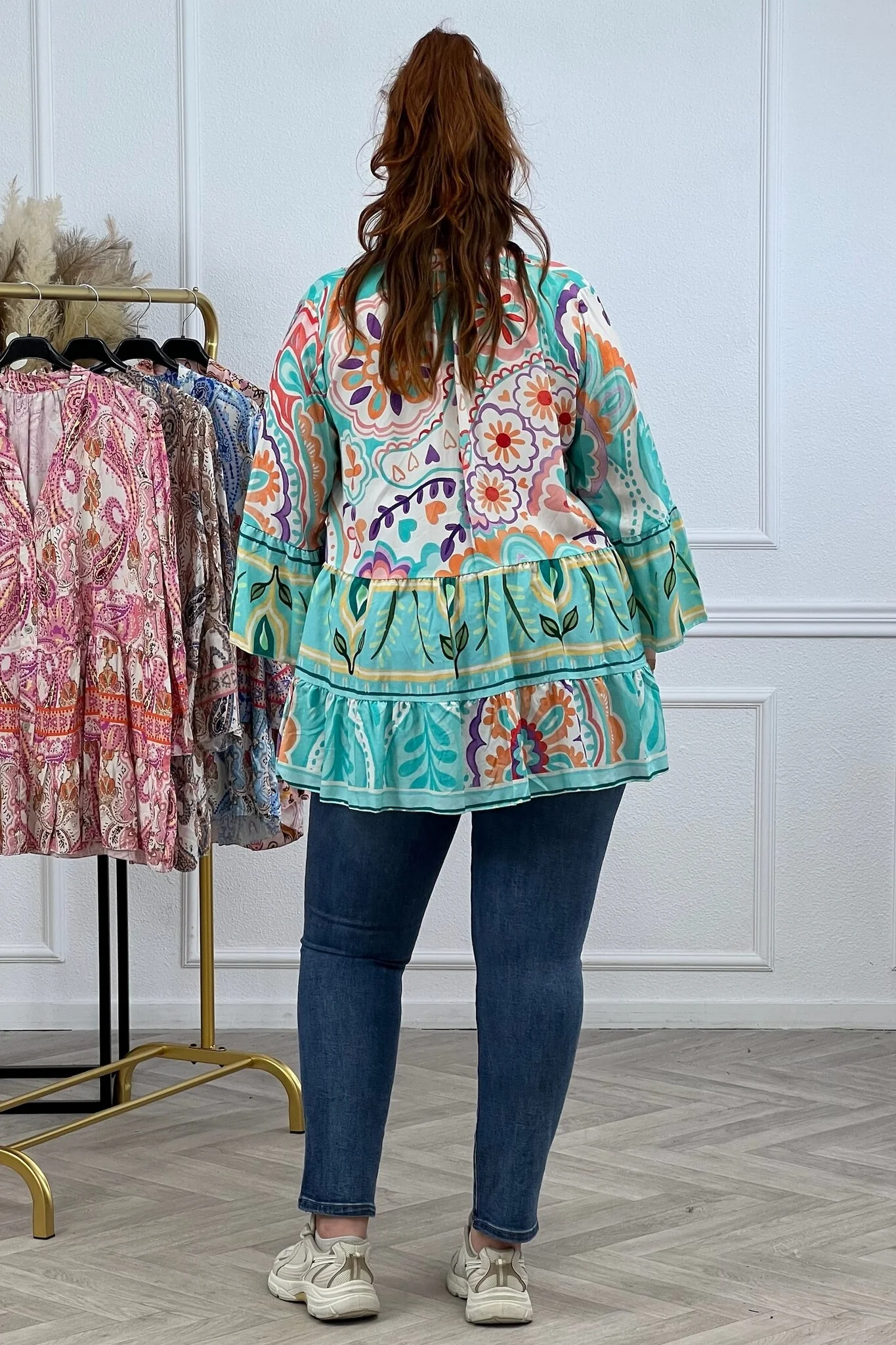 Paisley Button Blouse - Turquoise - Image 3