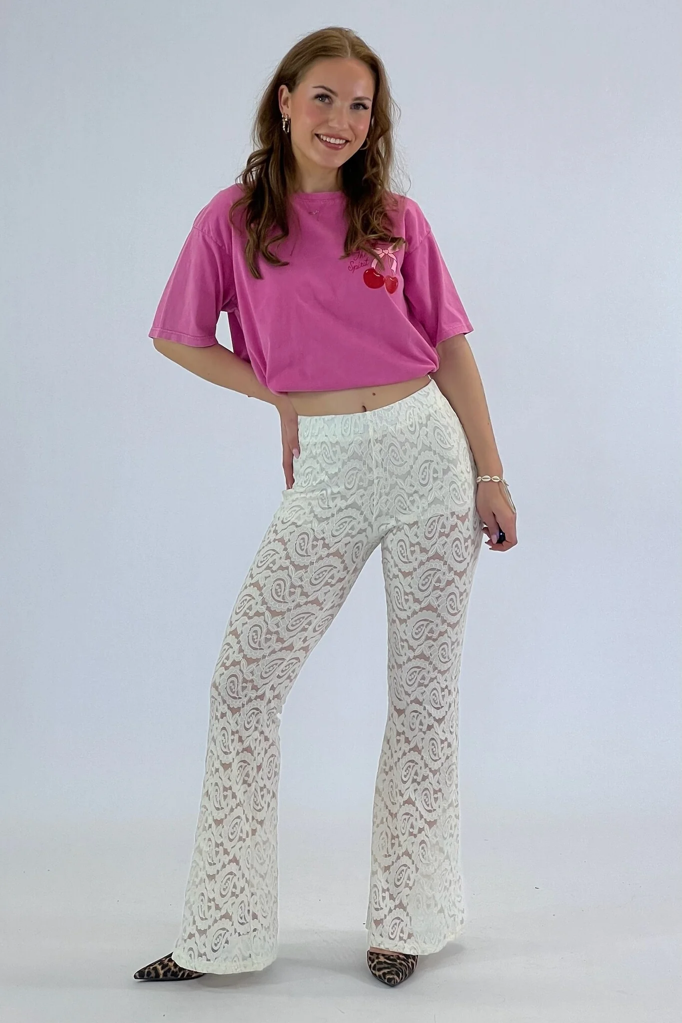 Paisley Lace Pants - White