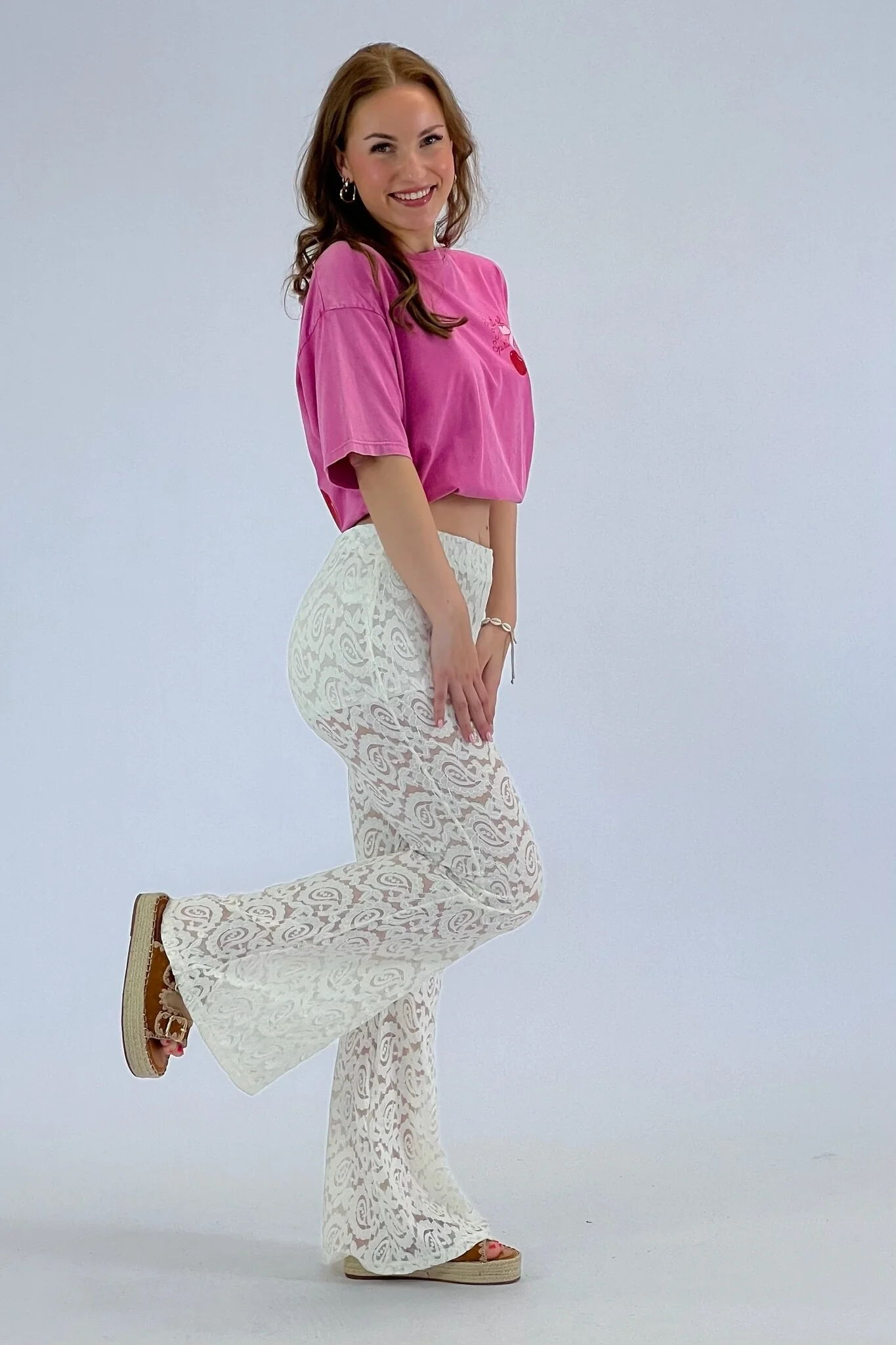 Paisley Lace Pants - White - Image 4