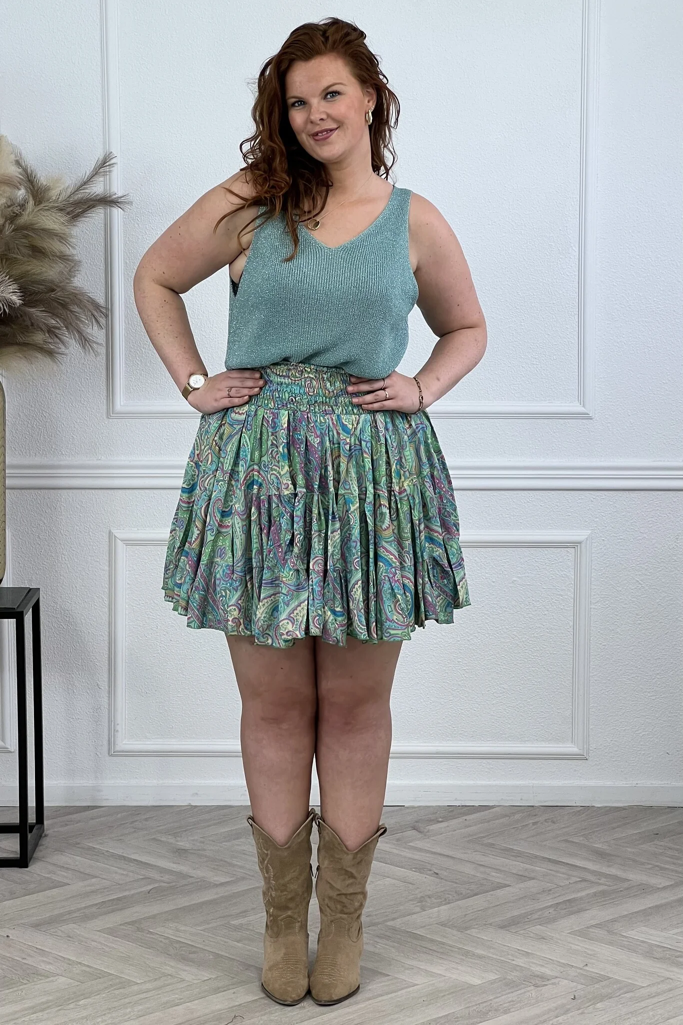 Paisley Ruffle Skirt - Green/Blue/Purple - Image 3