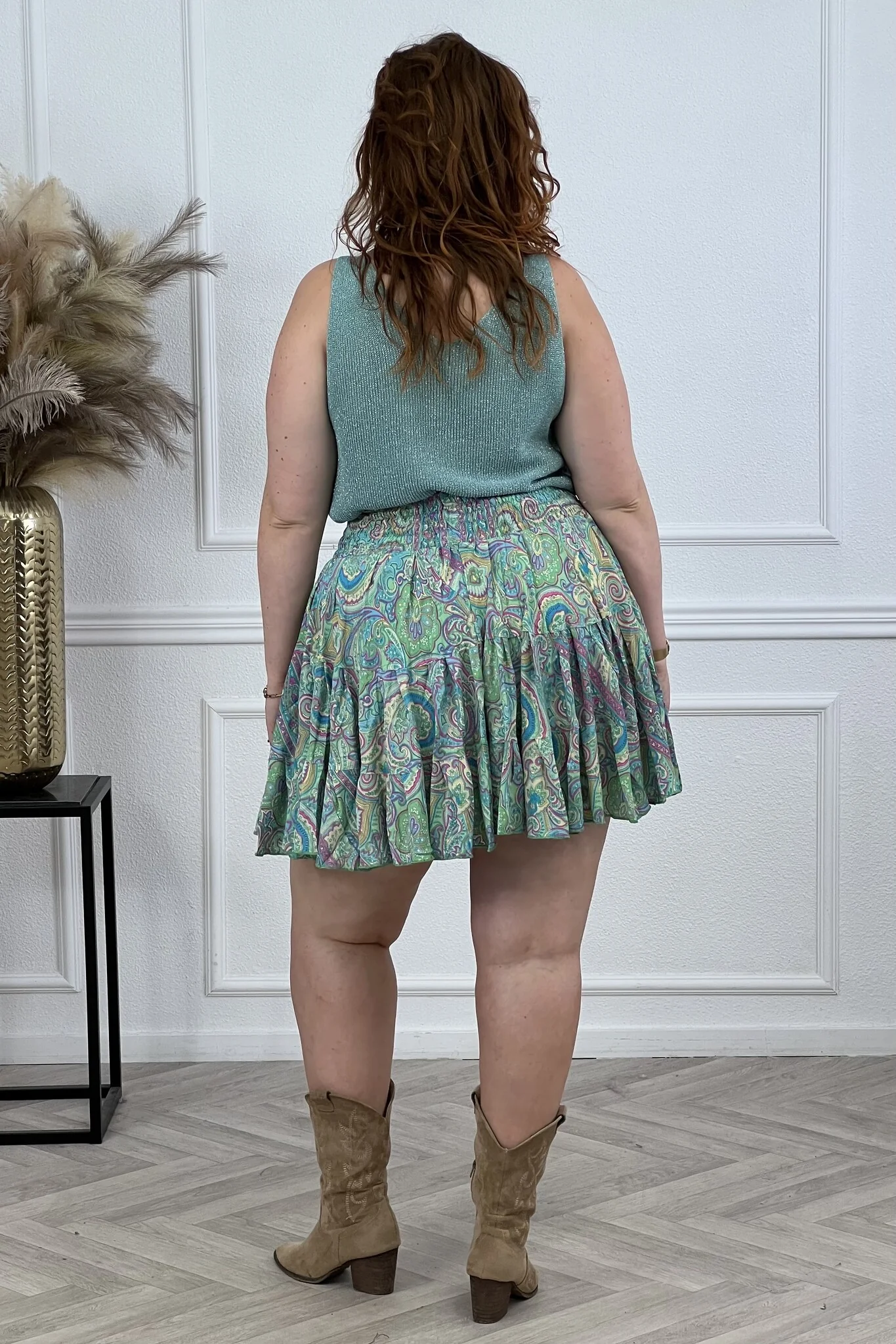 Paisley Ruffle Skirt - Green/Blue/Purple - Image 4