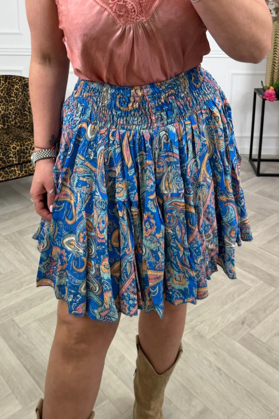 Paisley Ruffle Skirt - Kobalt/Blue/Yellow - Image 2