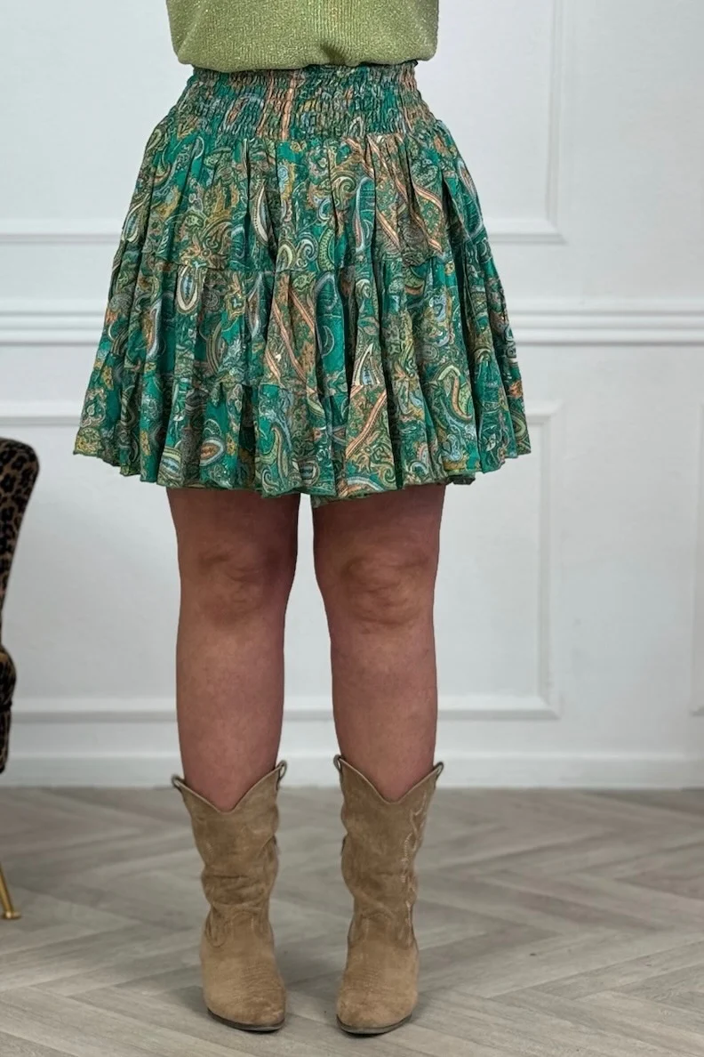 Paisley Ruffle Skirt - Seagreen/Lightgreen/Orange - Image 3