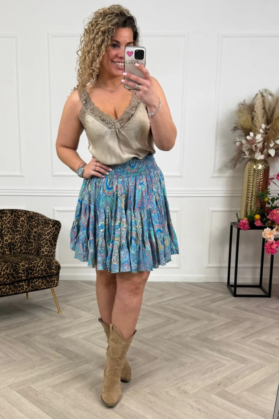 Paisley Ruffle Skirt - Turquoise/Blue/Yellow