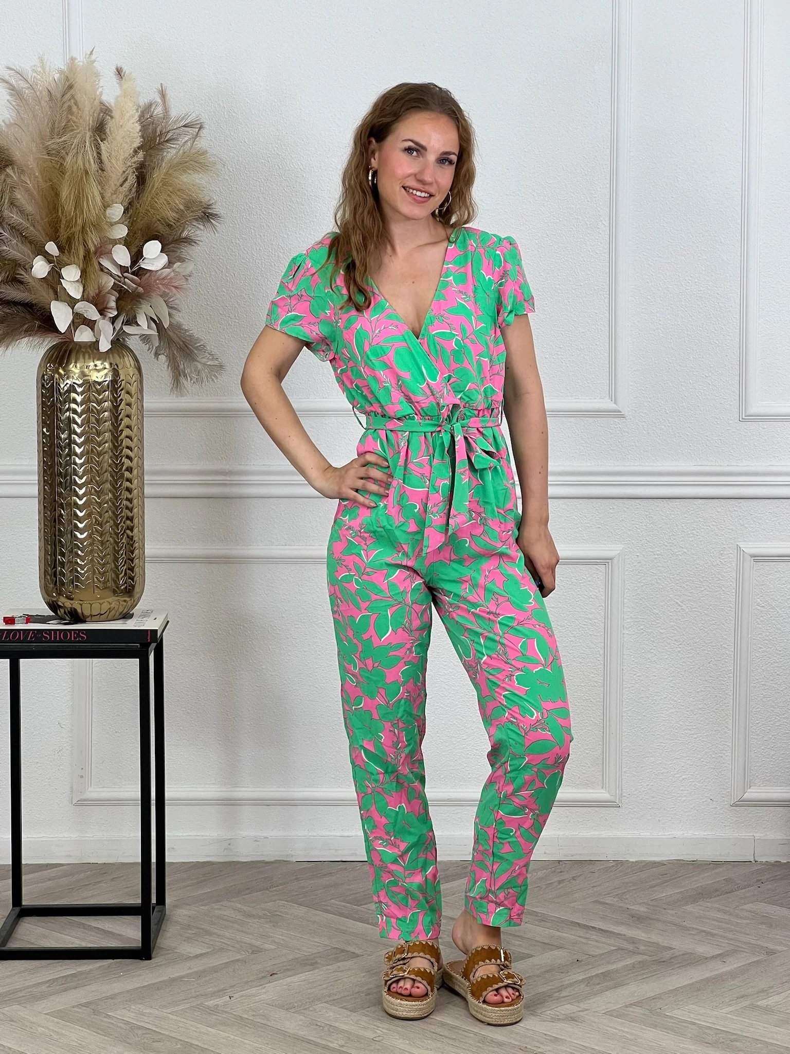 Palermo Flower Jumpsuit - Mint/Pink
