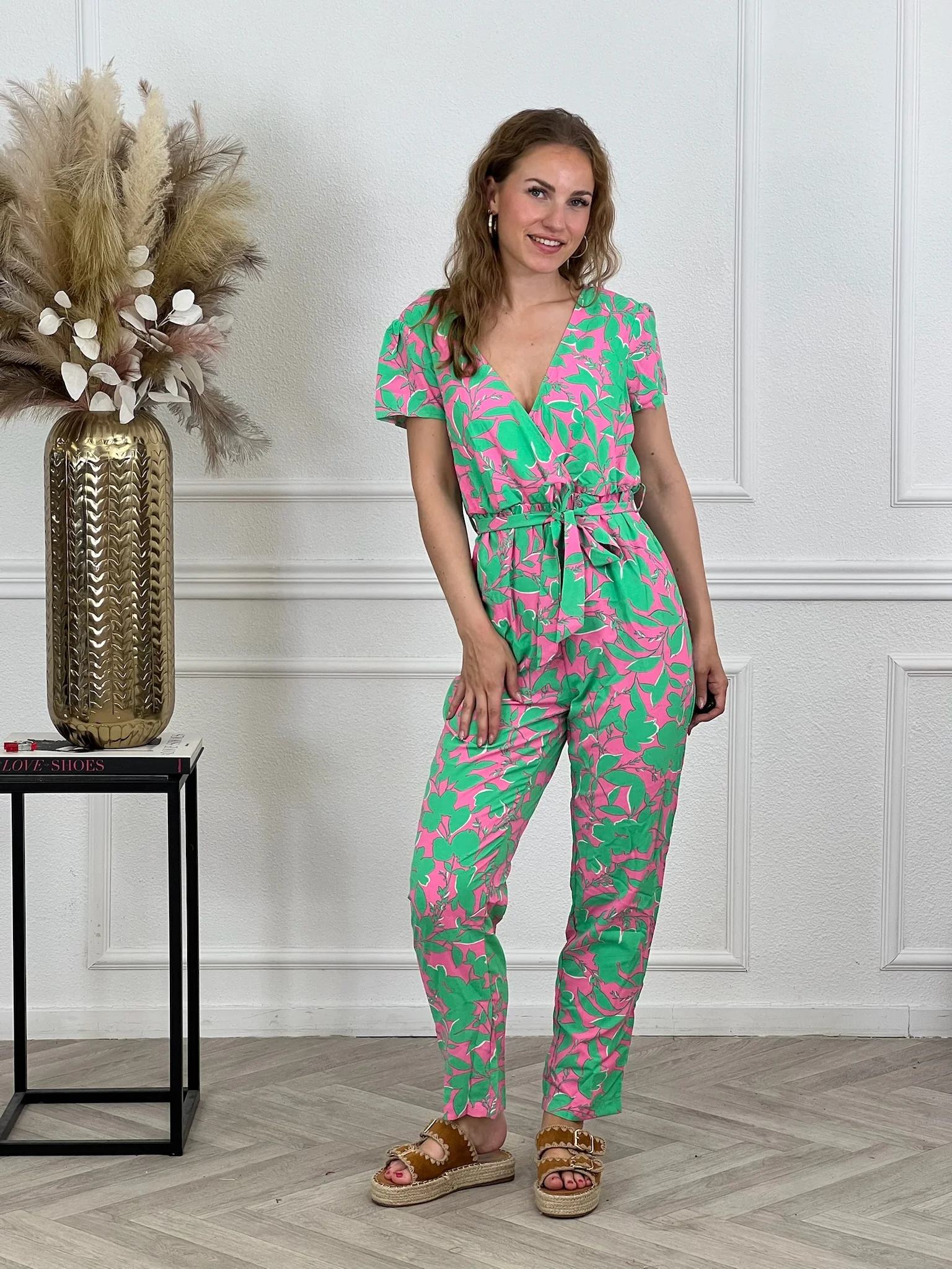 Palermo Flower Jumpsuit - Mint/Pink - Image 3