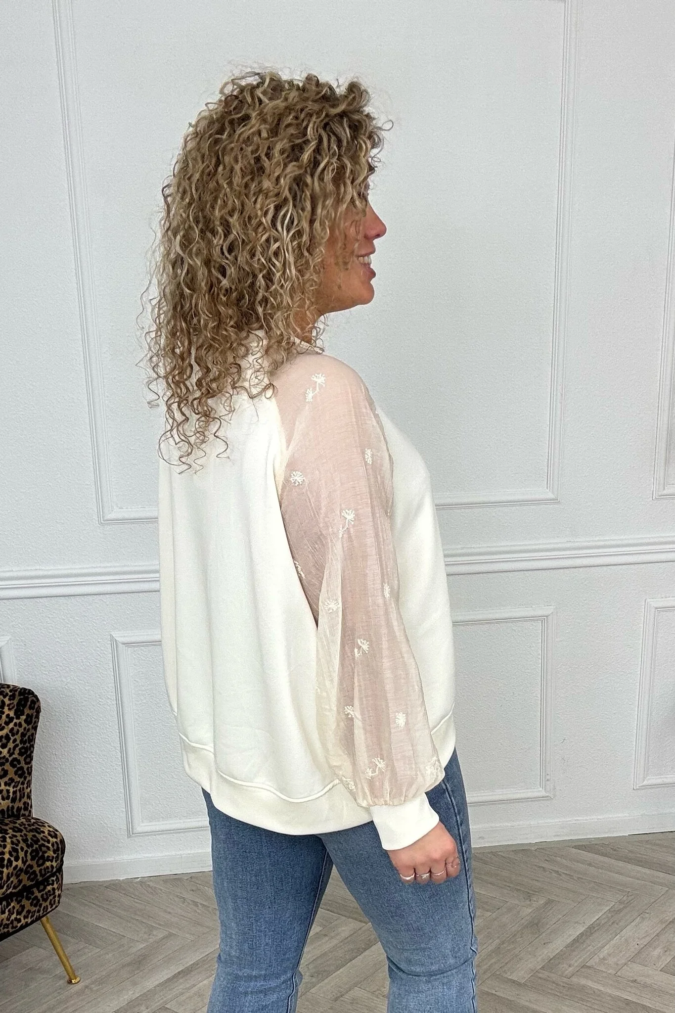 Palm Sleeve Sweater - Creme - Image 3