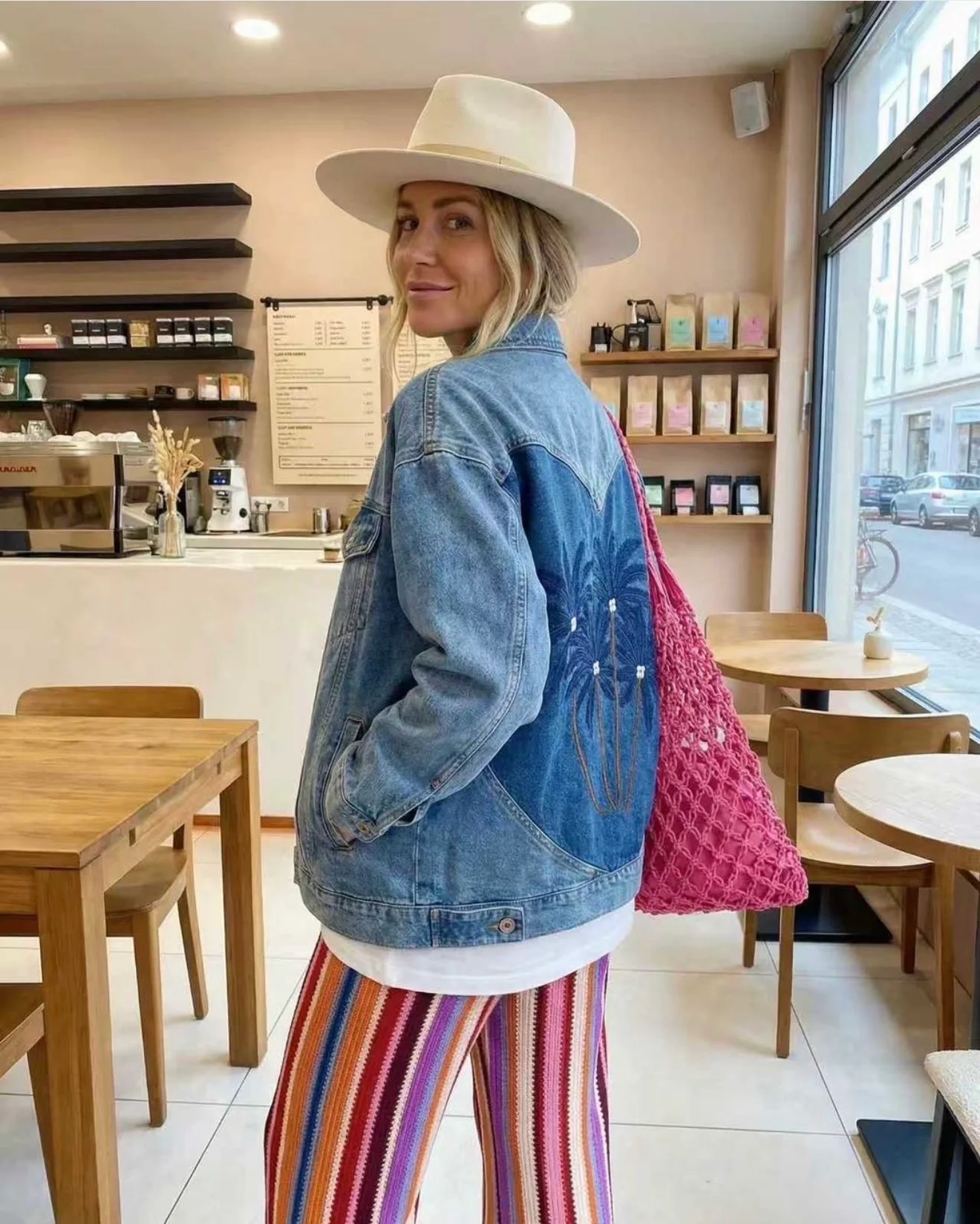 Palm Tree Denim Jacket - Blue