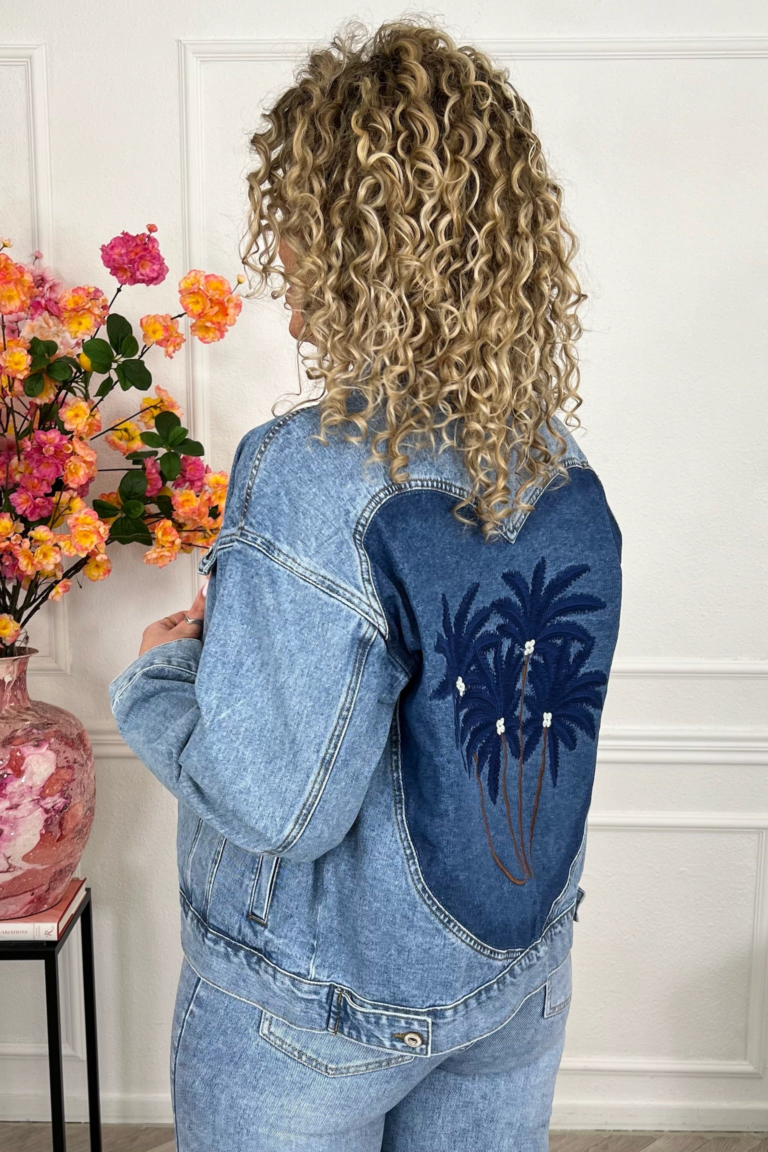 Palm Tree Denim Jacket - Blue - Image 2