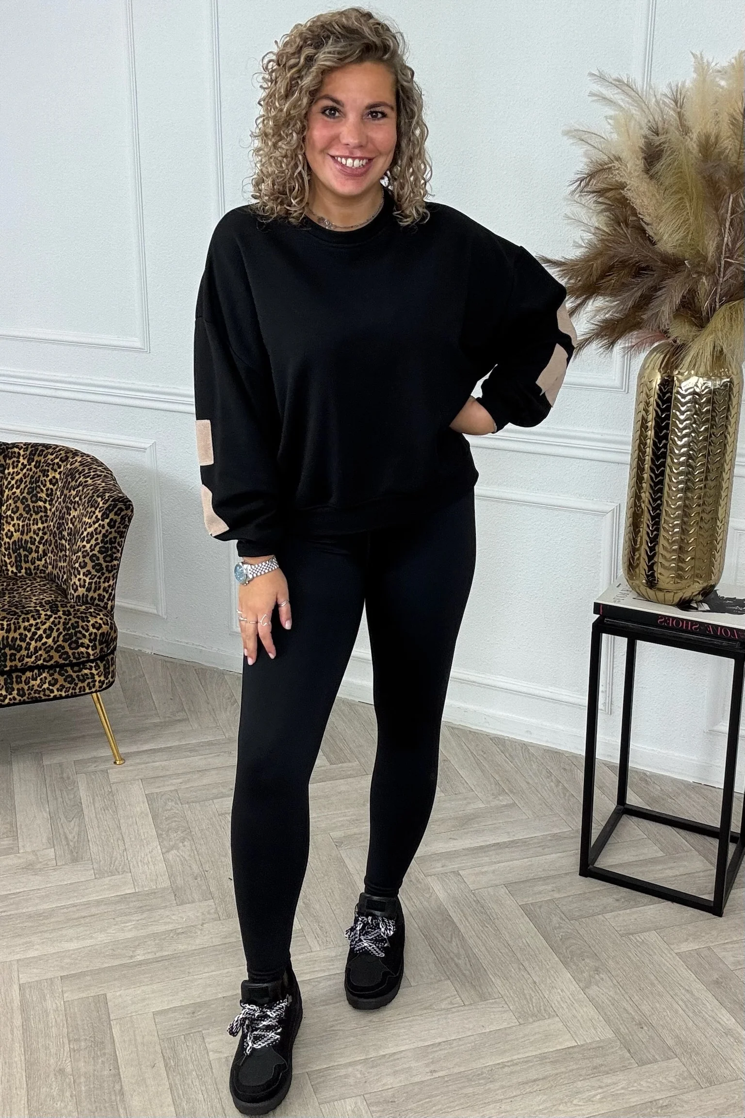 Paradise Back Sweater - Black/Taupe - Image 2