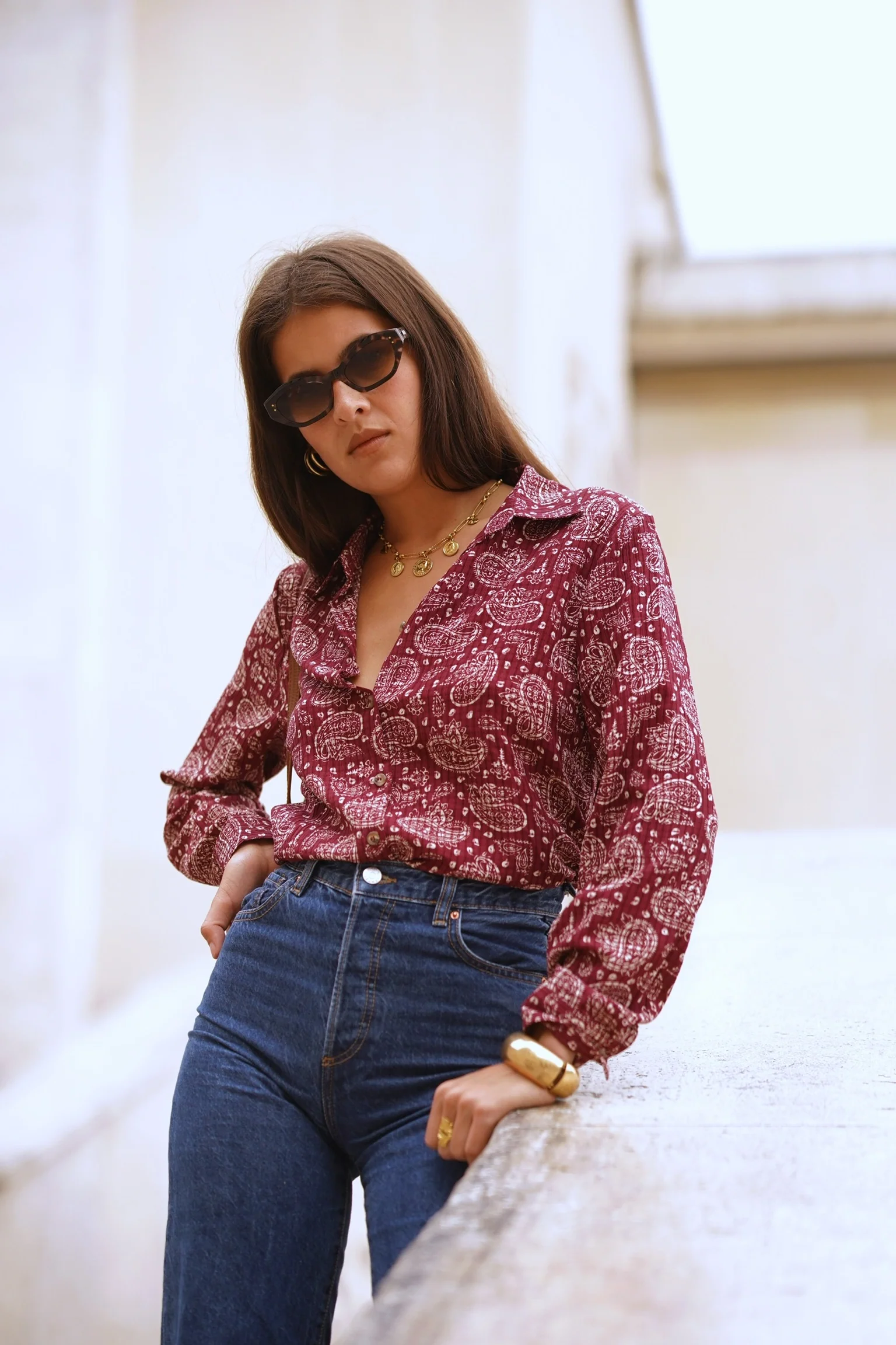 Patrizia Paisley Blouse - Bordeaux - Image 3