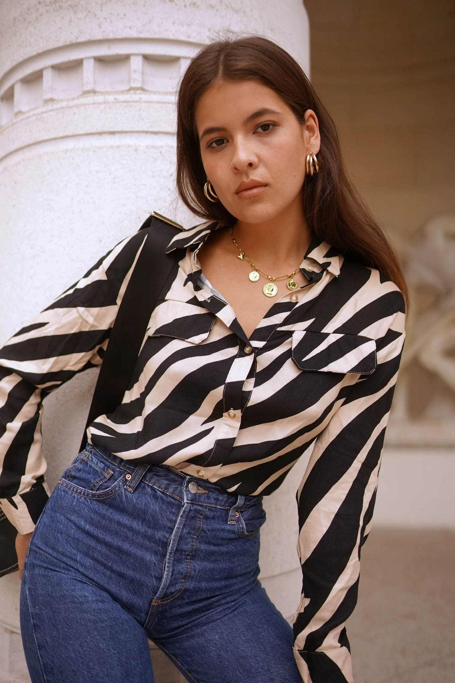 Patrizia Zebra Blouse - Black/White - Image 5