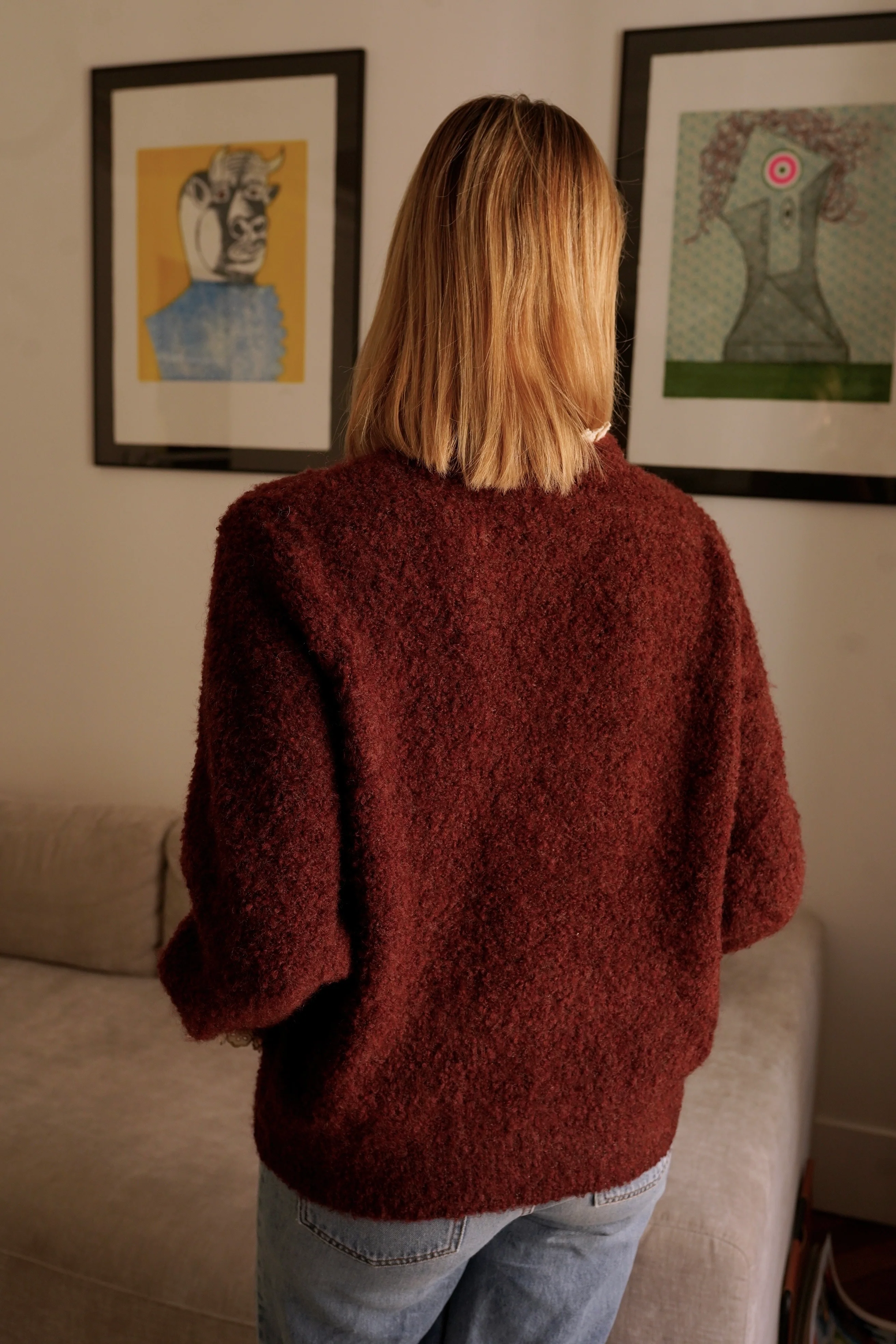 Pauline Button Sleeve Sweater - Bordeaux - Image 5