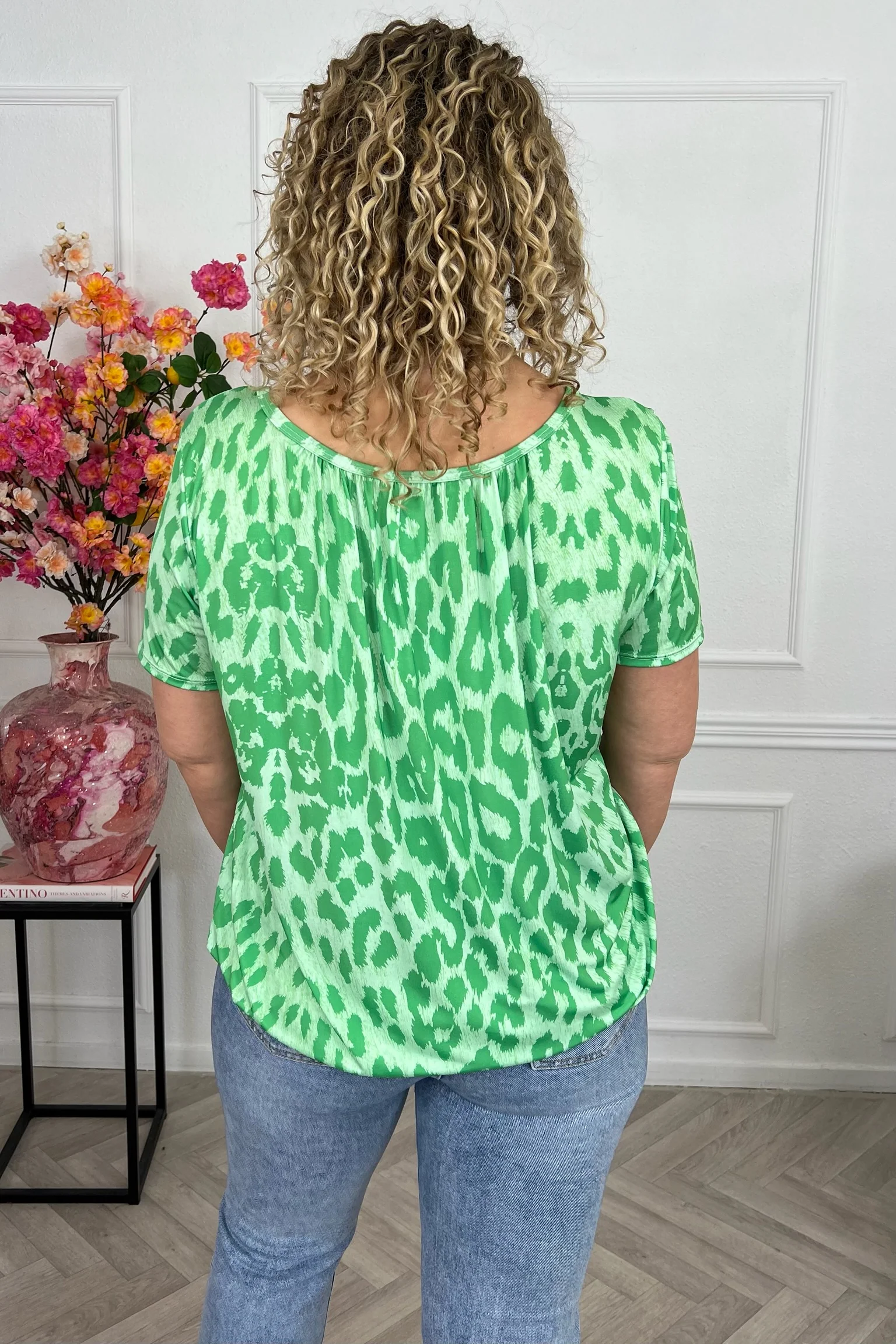 Perfect Balloon Leopard Top - Green - Image 2