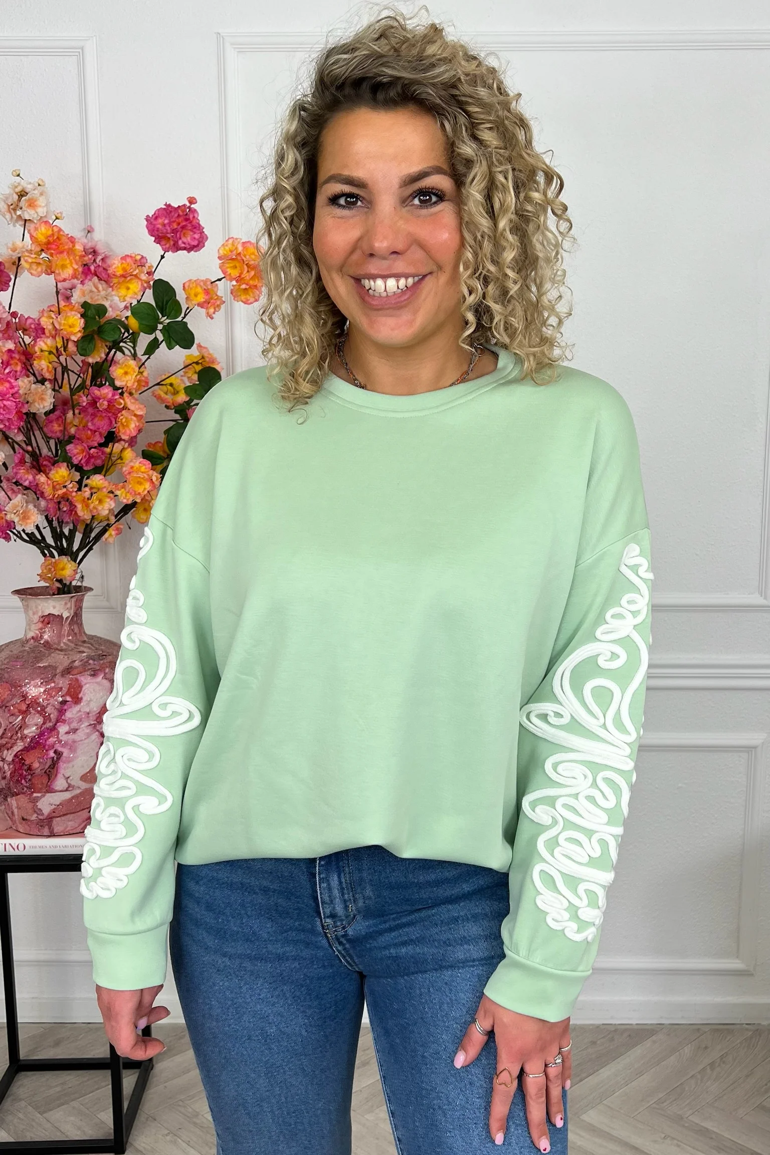 Perfect Barok Sleeve Sweater - Green - Image 2