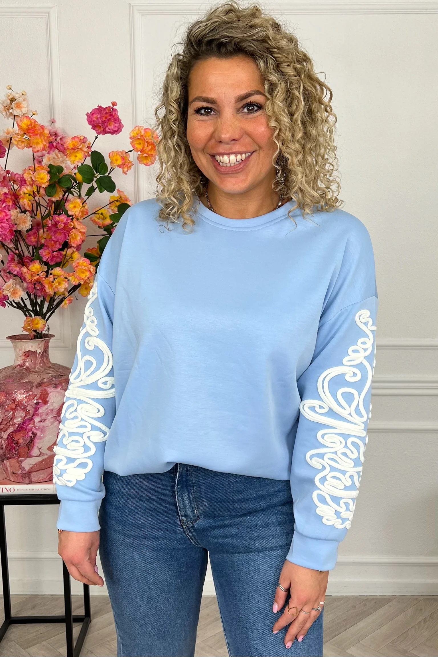 Perfect Barok Sleeve Sweater - Light Blue - Image 4