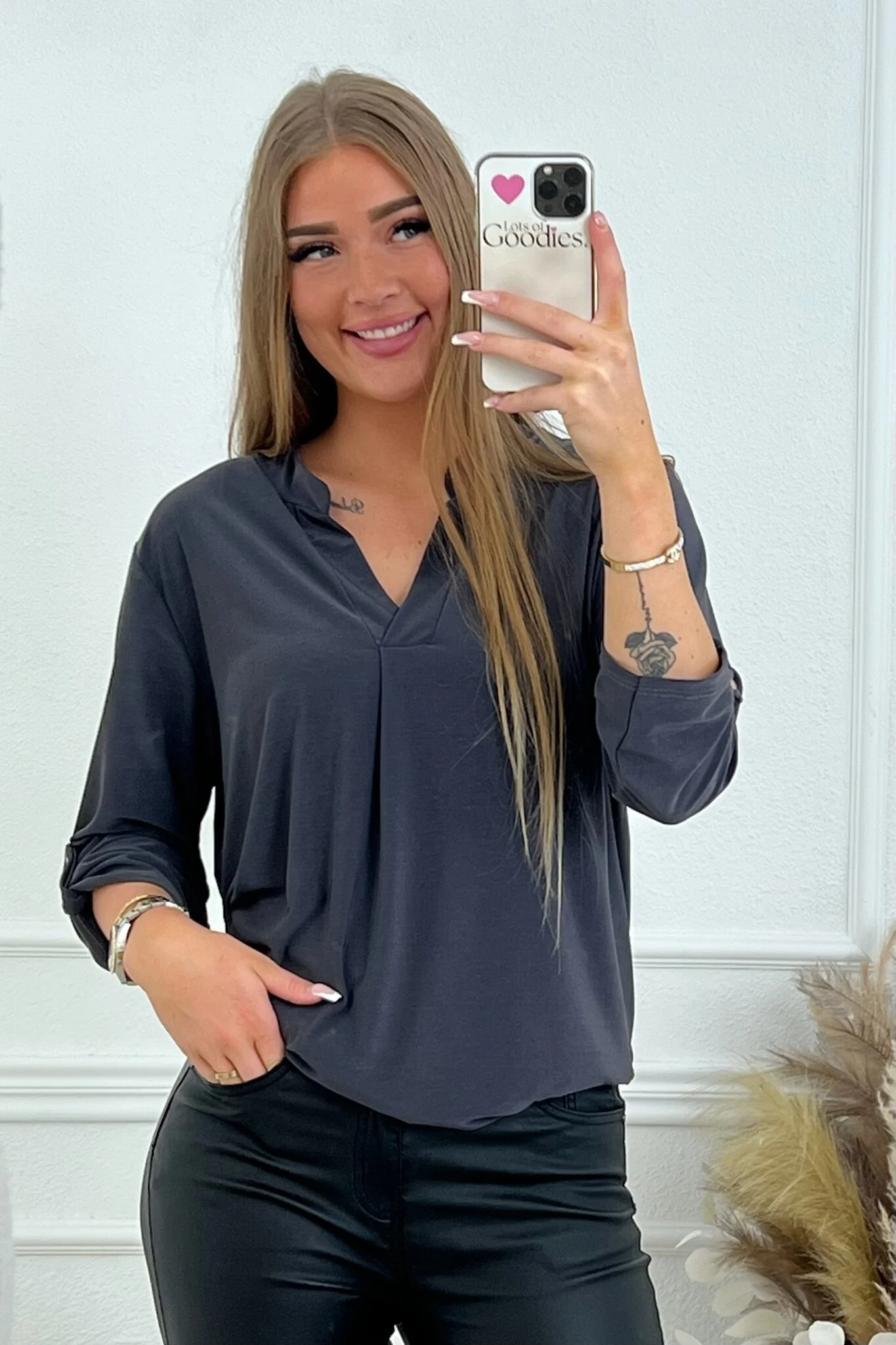 Perfect Basic Blouse - Dark Grey - Image 2