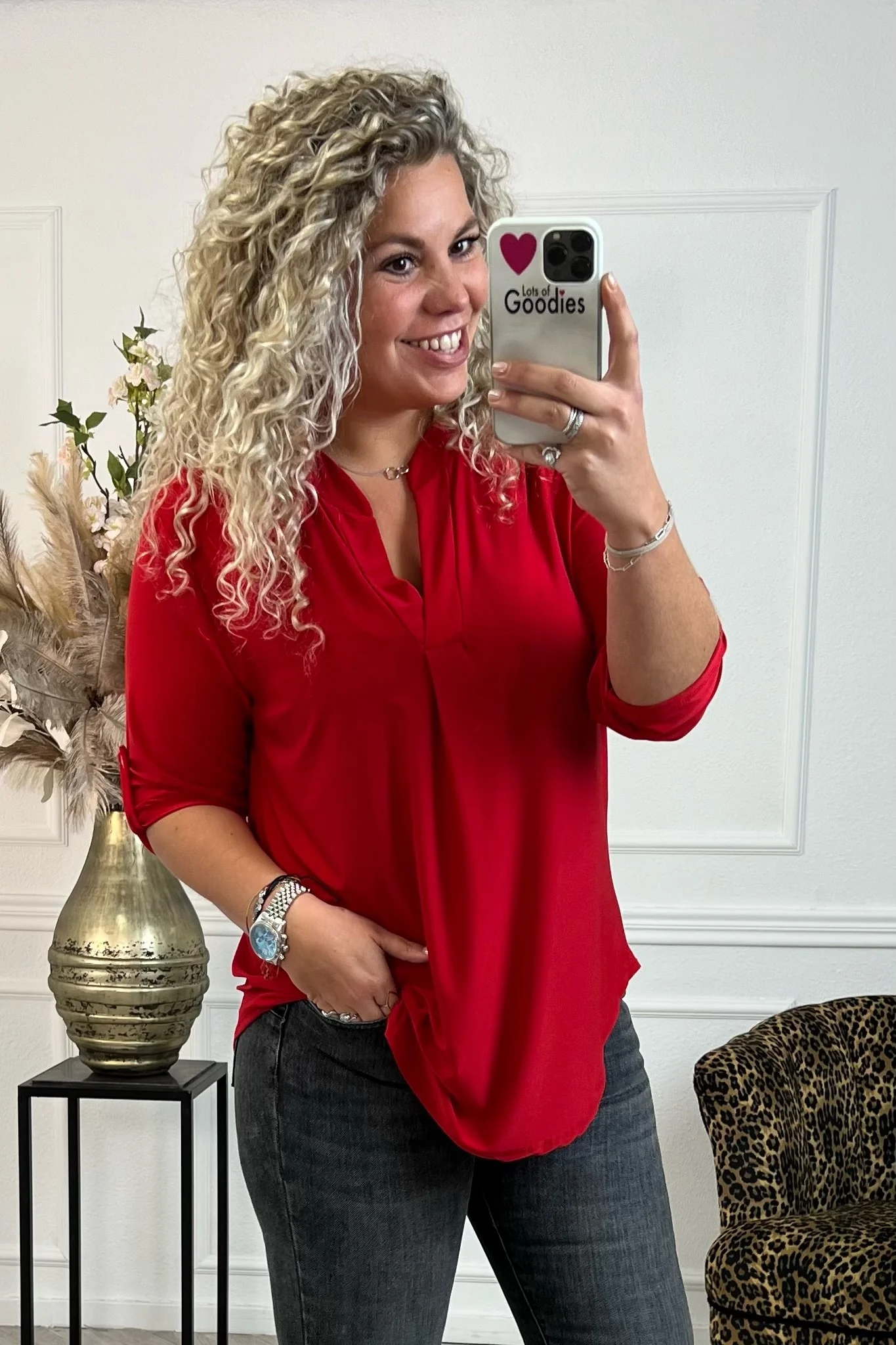 Perfect Basic Blouse - Red - Image 3