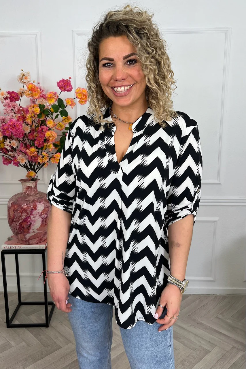 Perfect Basic Blouse ZigZag - Black/White