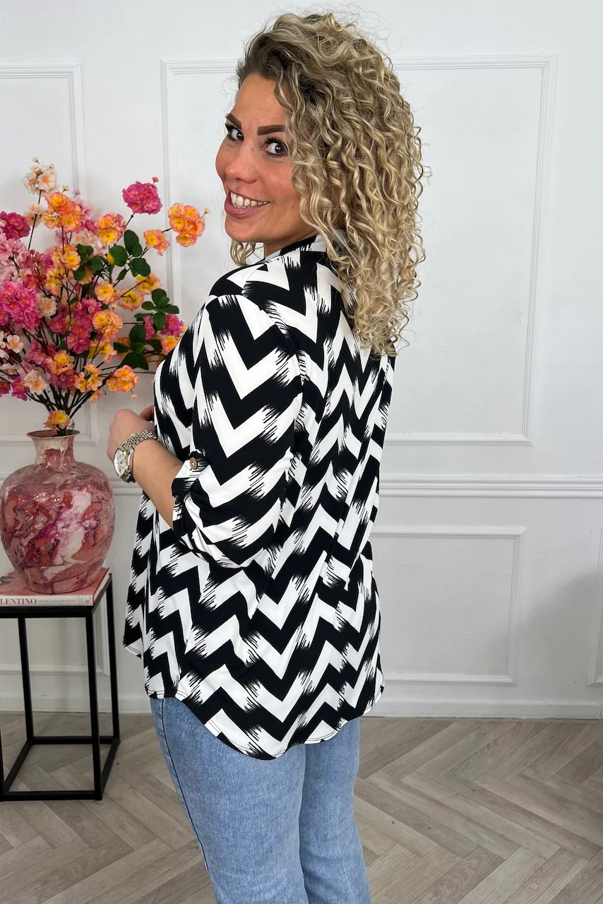 Perfect Basic Blouse ZigZag - Black/White - Image 2