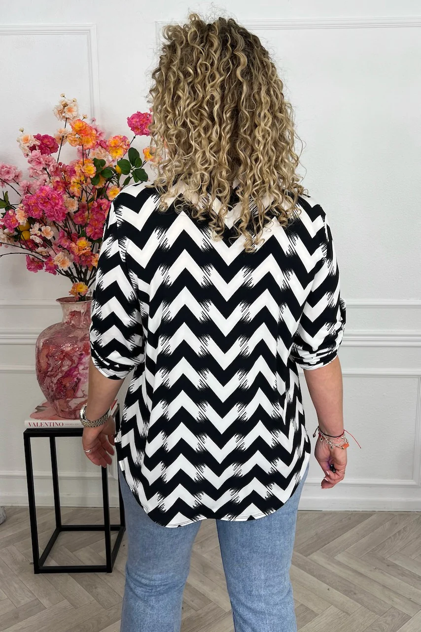 Perfect Basic Blouse ZigZag - Black/White - Image 4